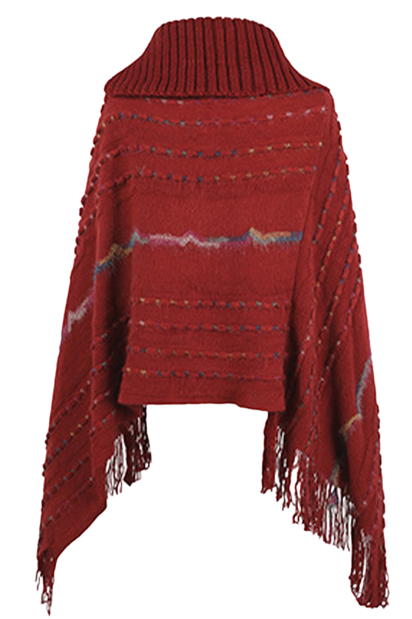 Cloak Sleeve Fringe Detail Poncho