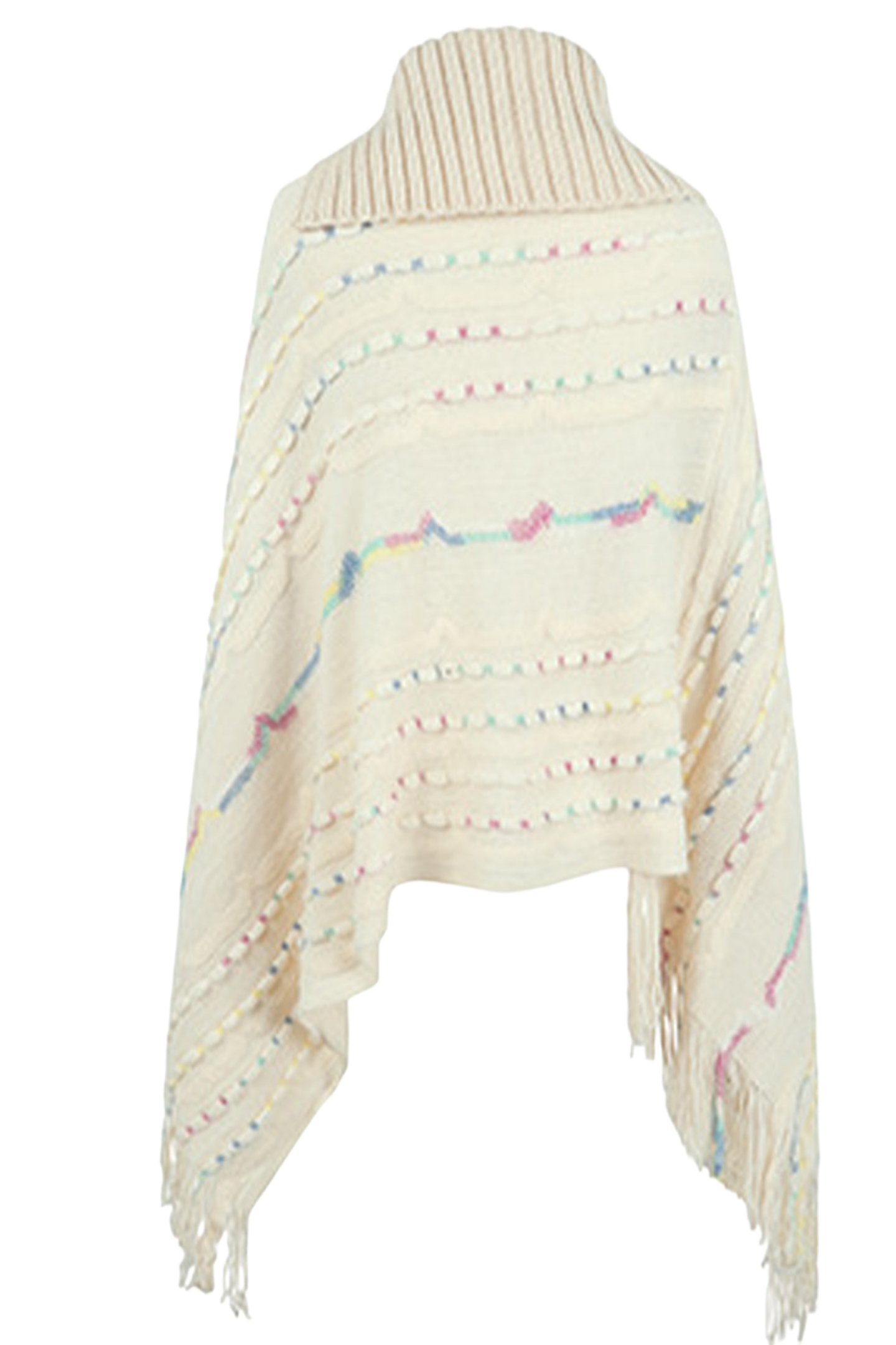 Cloak Sleeve Fringe Detail Poncho