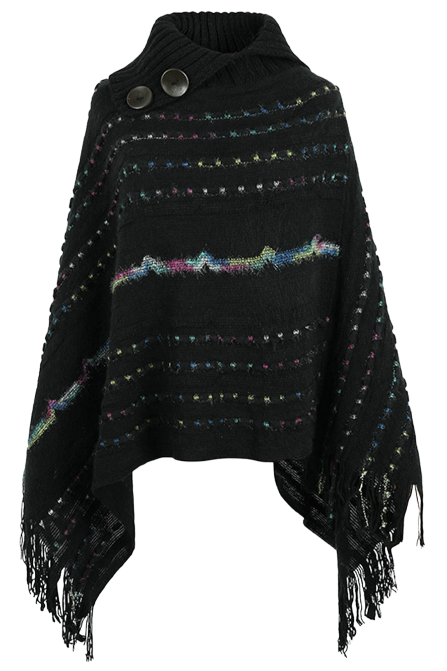 Cloak Sleeve Fringe Detail Poncho