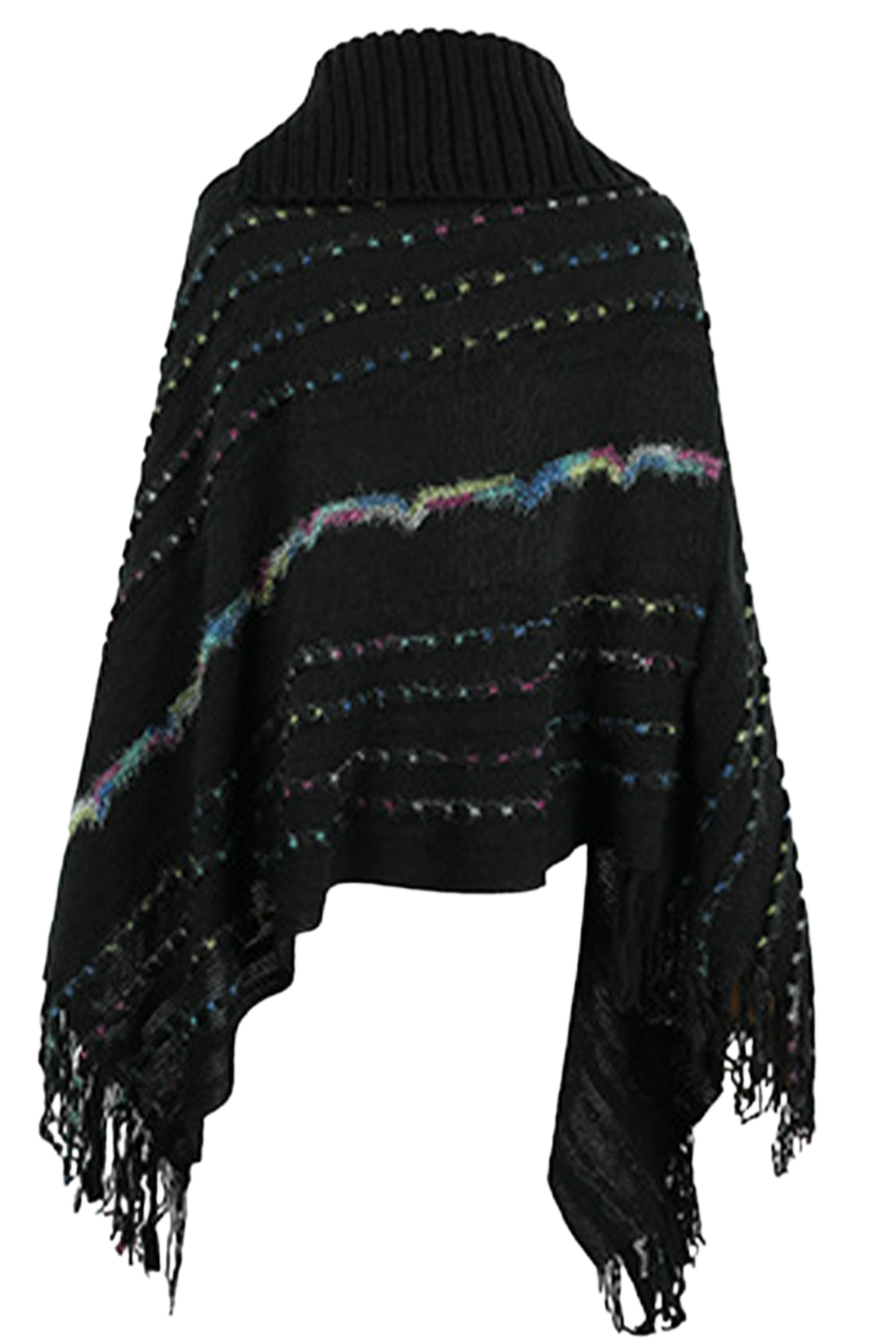 Cloak Sleeve Fringe Detail Poncho