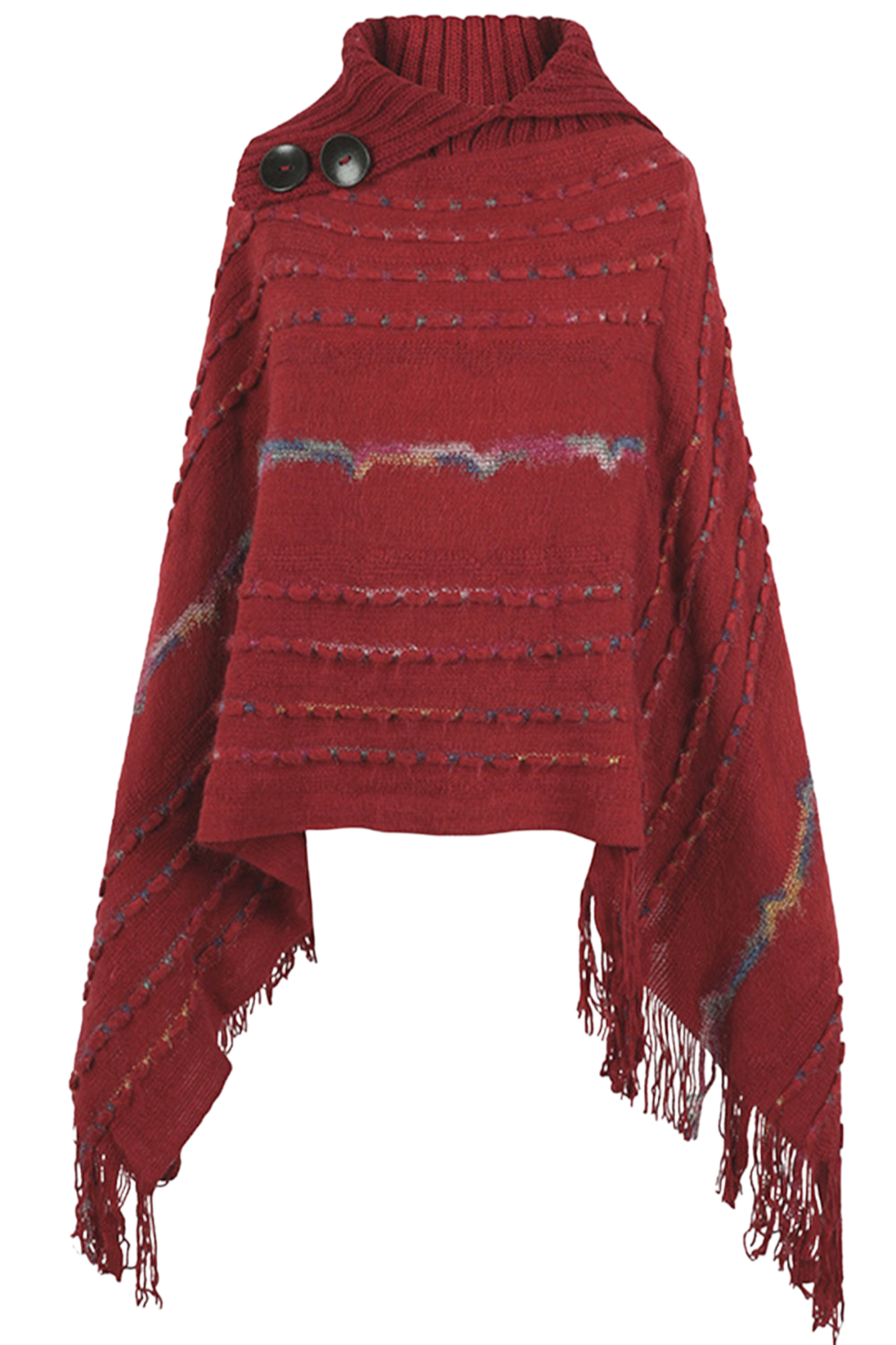 Cloak Sleeve Fringe Detail Poncho