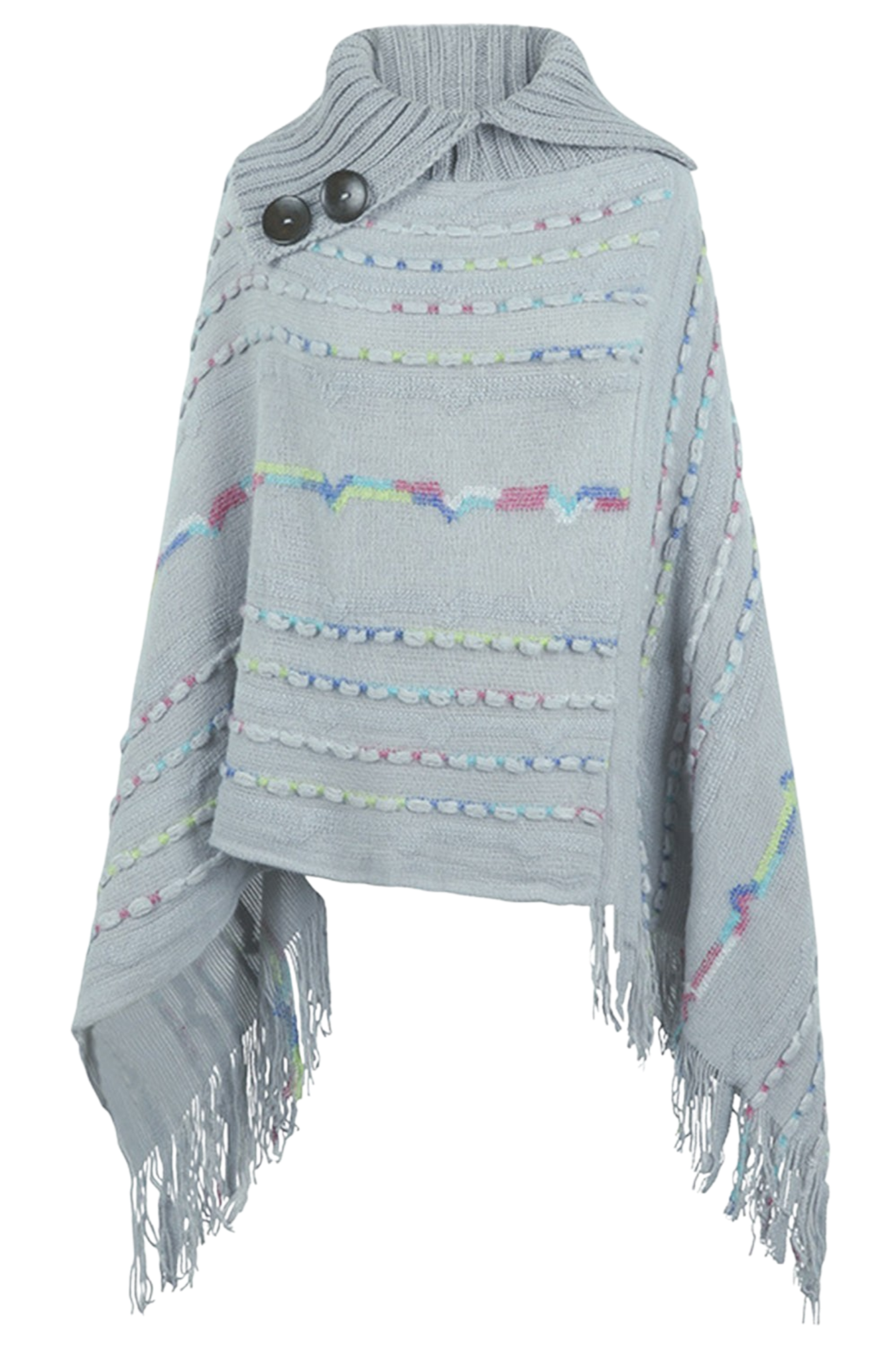 Cloak Sleeve Fringe Detail Poncho