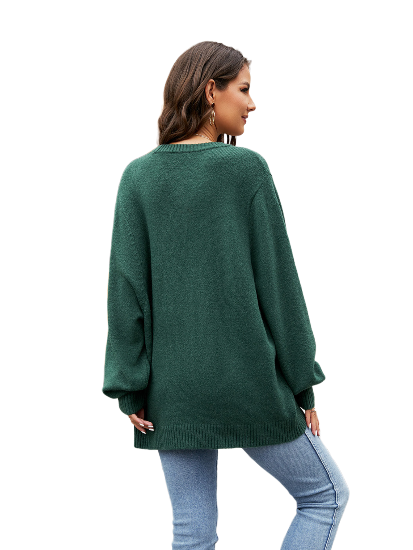 Round Neck Ribbed Trim Sweater