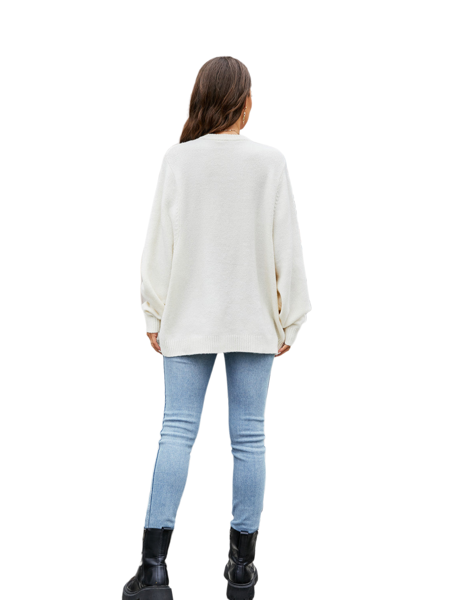 Round Neck Ribbed Trim Sweater