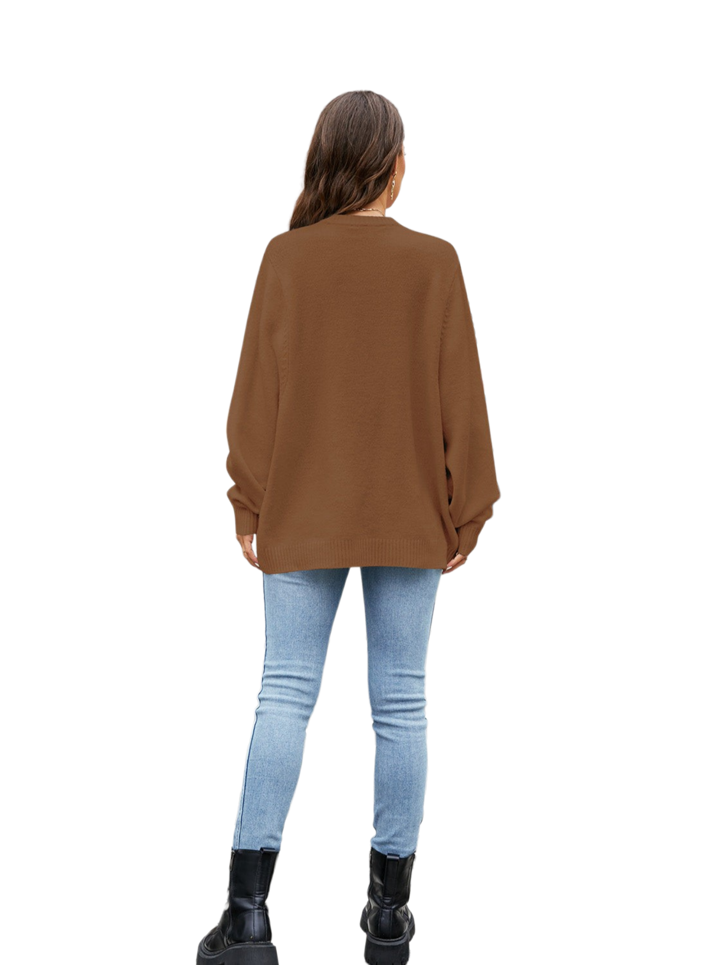 Round Neck Ribbed Trim Sweater