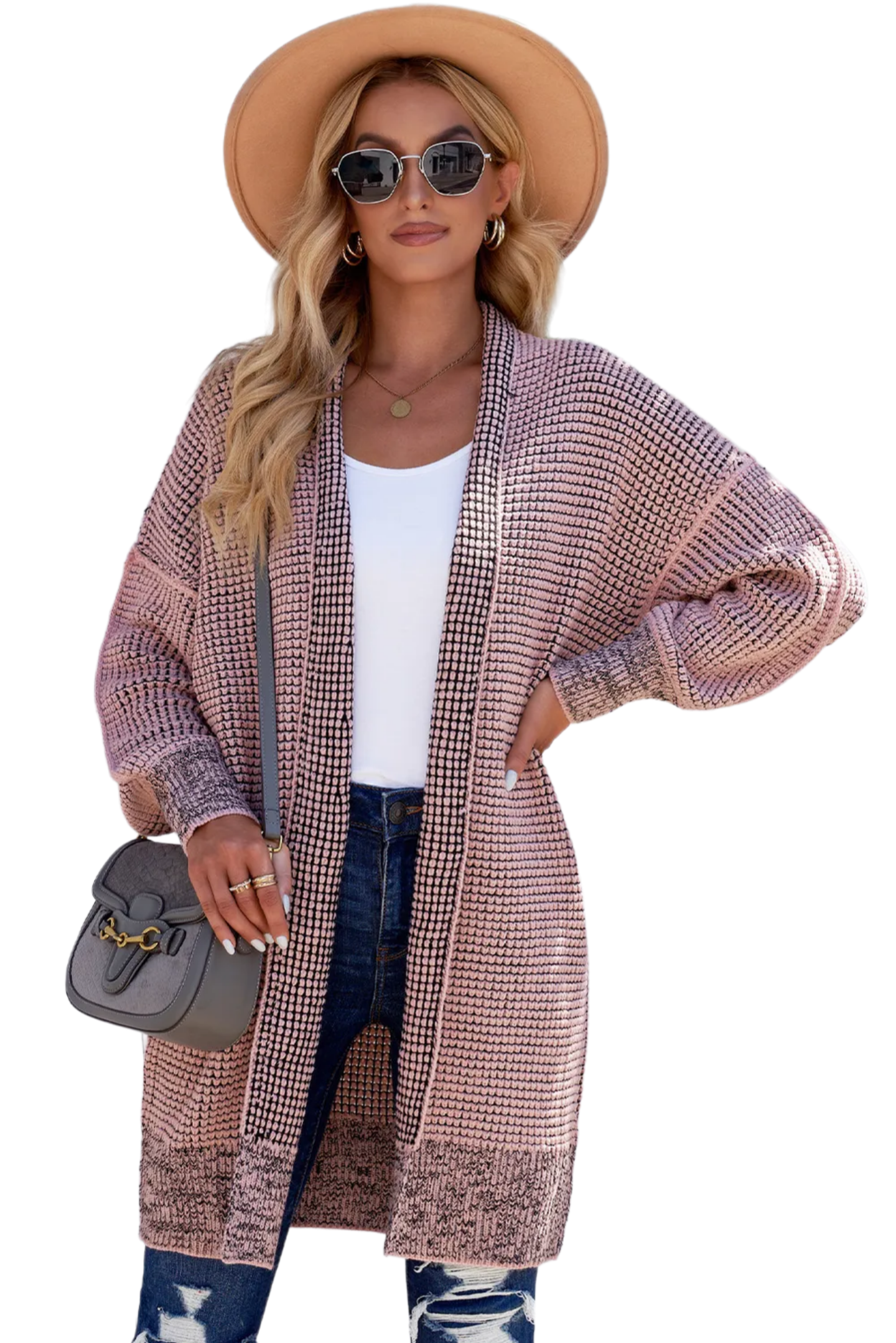 Woven Right Heathered Open Front Longline Cardigan