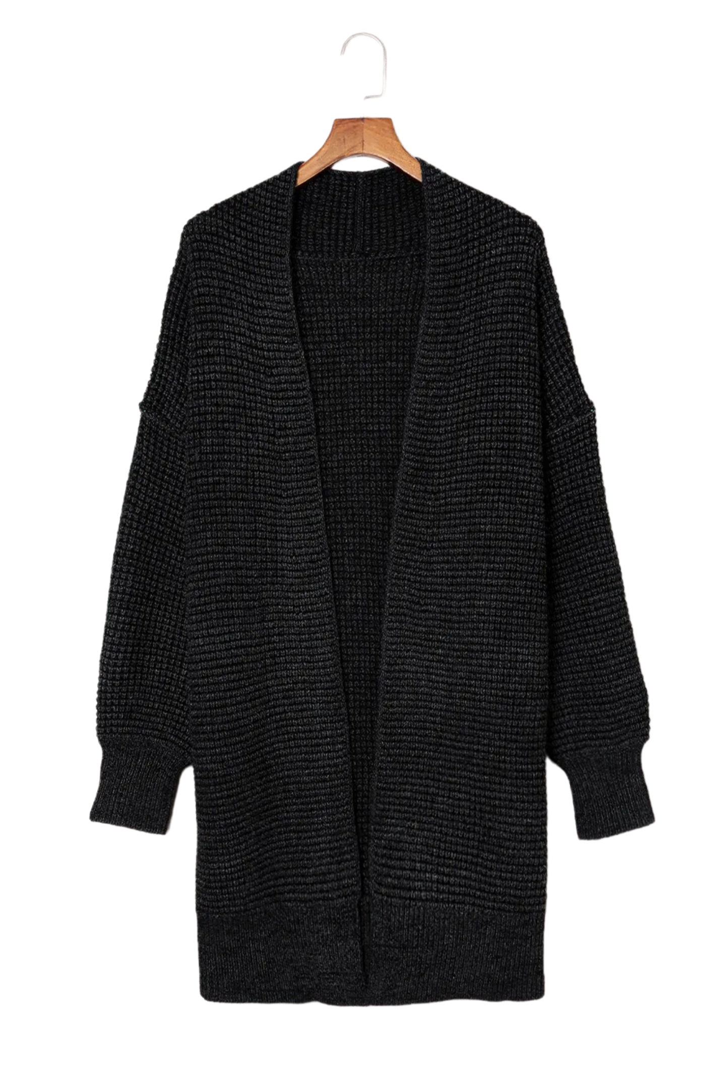 Woven Right Heathered Open Front Longline Cardigan