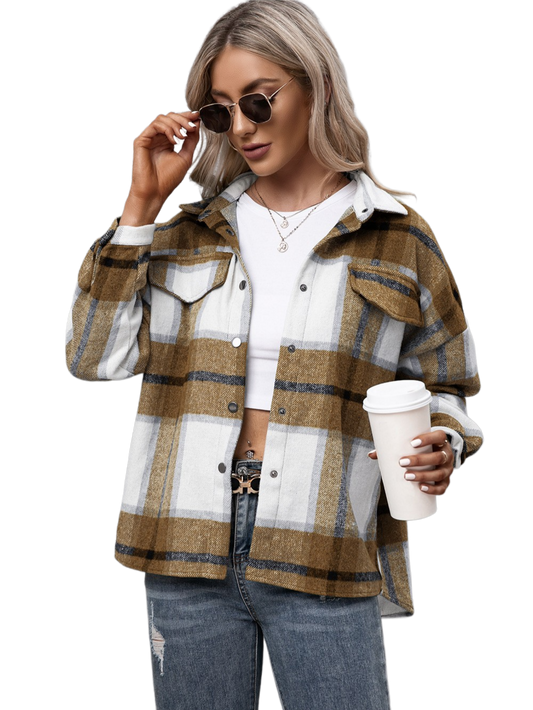 Plaid Long Sleeve Shirt Jacket