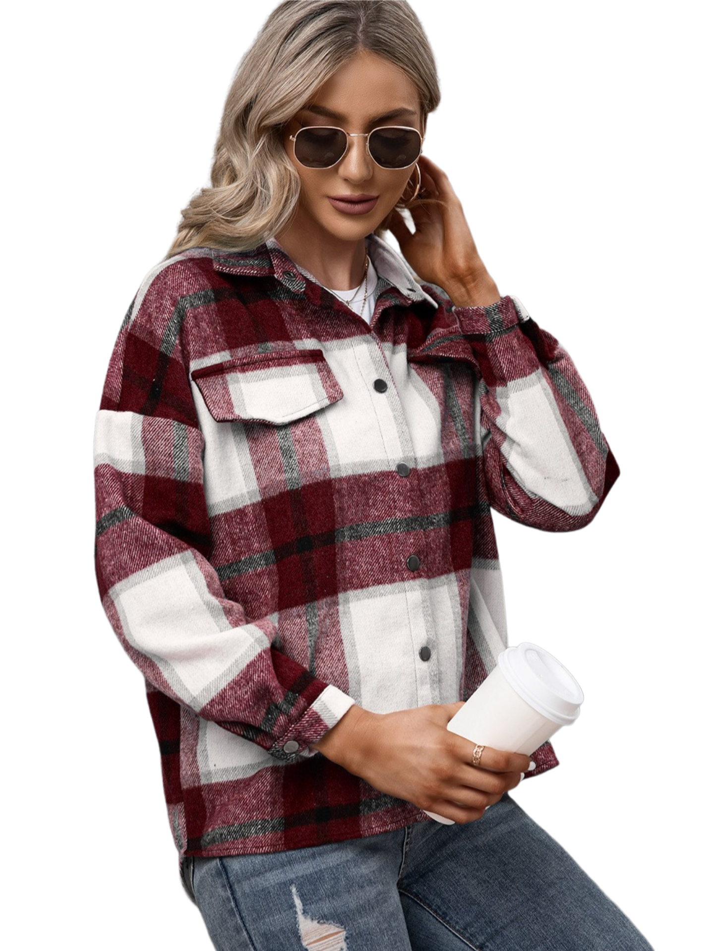 Plaid Long Sleeve Shirt Jacket