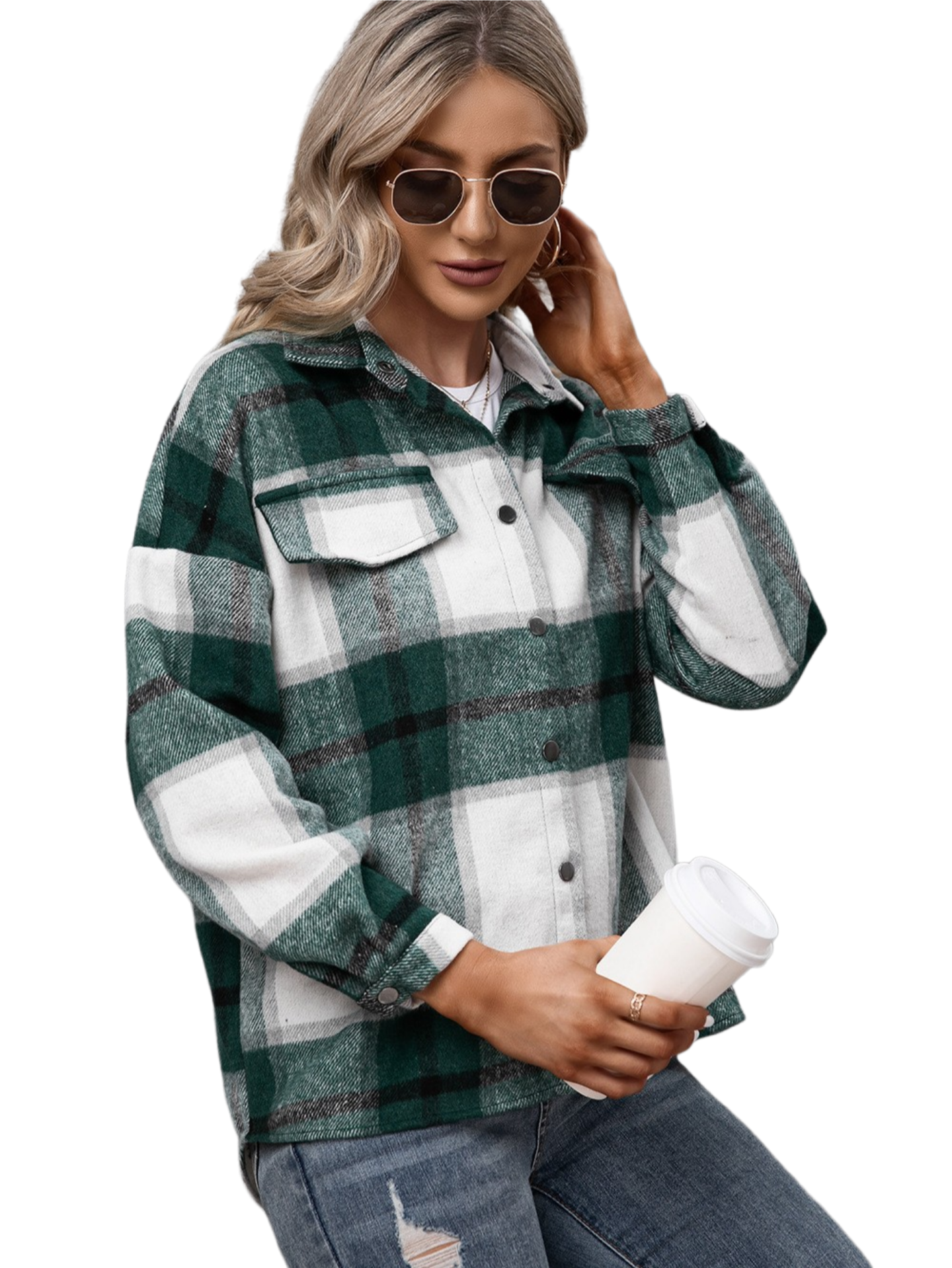 Plaid Long Sleeve Shirt Jacket