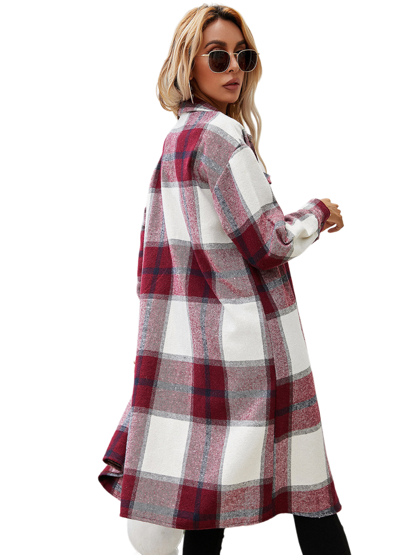 Plaid Longline Shirt Jacket