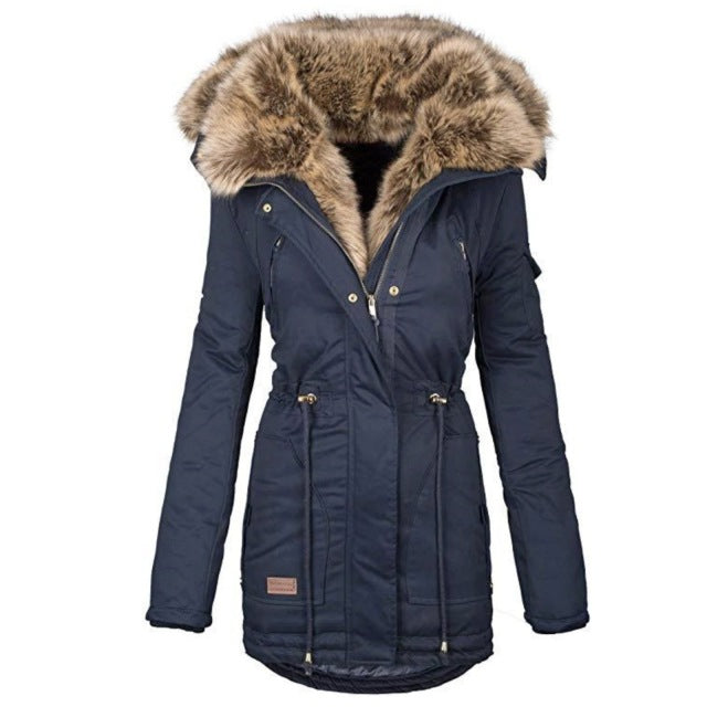 Winter warm fur collar women