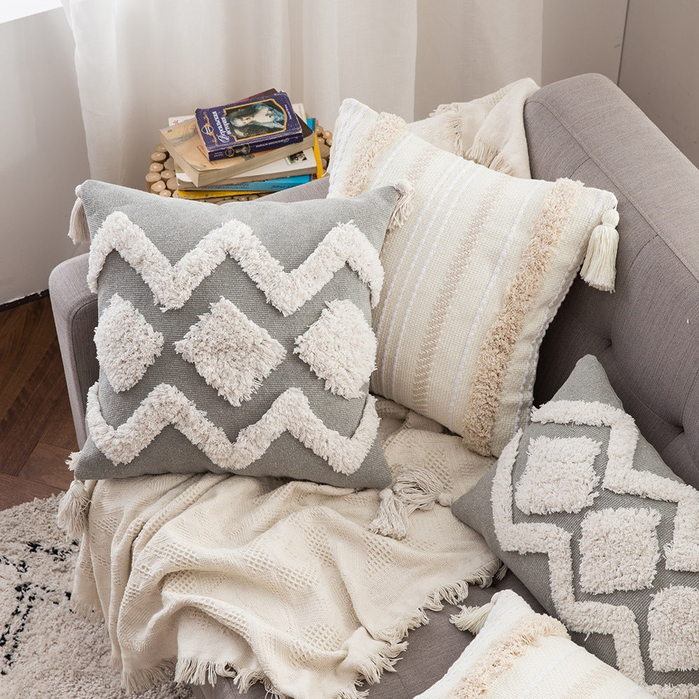 Lace Tassel Tufted Pillowcase Ins Home Decoration Bohemian Cushion Bedside