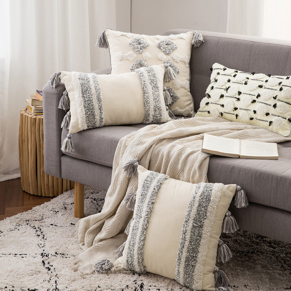 Lace Tassel Tufted Pillowcase Ins Home Decoration Bohemian Cushion Bedside