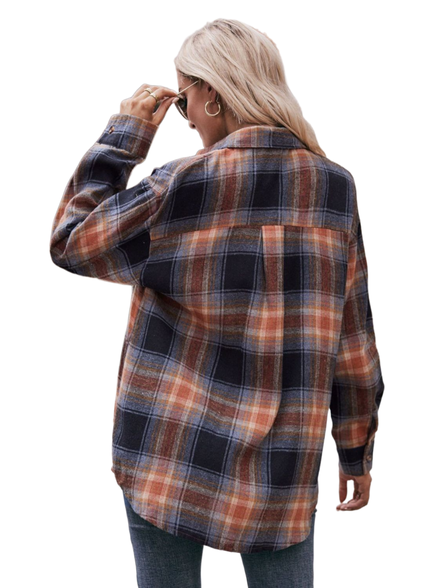 Plaid Dropped Shoulder Longline Shirt