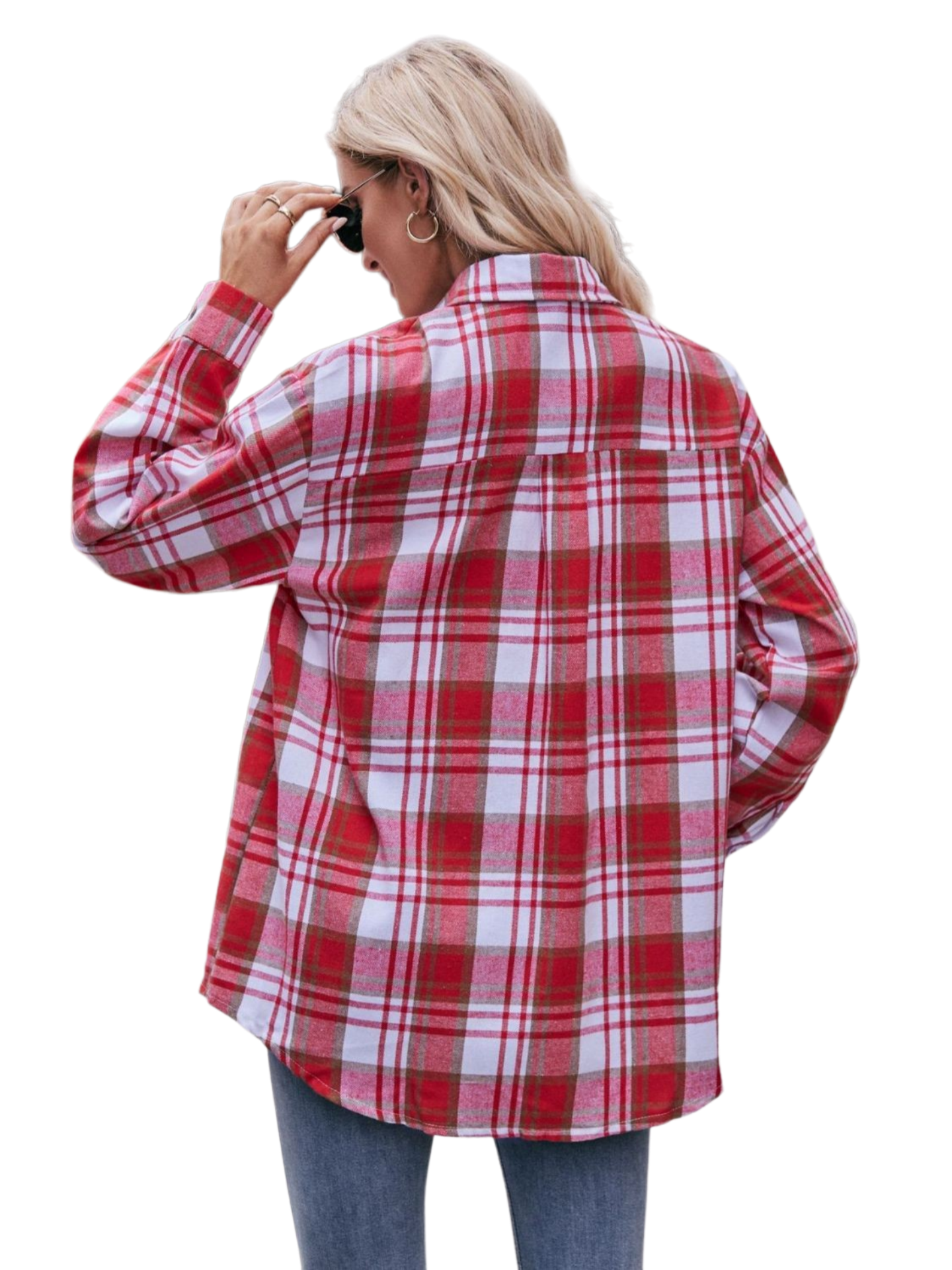 Plaid Dropped Shoulder Longline Shirt