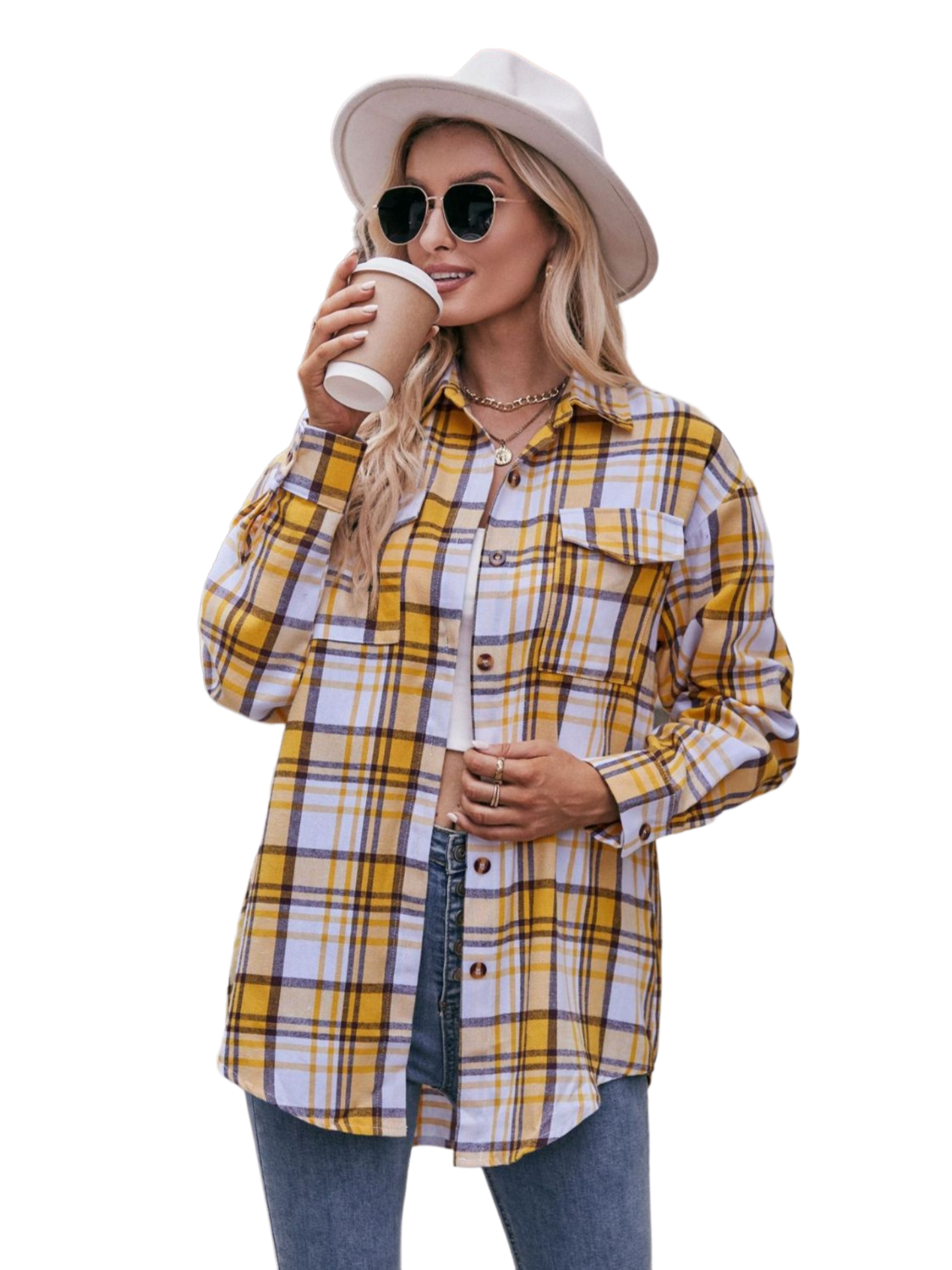 Plaid Dropped Shoulder Longline Shirt