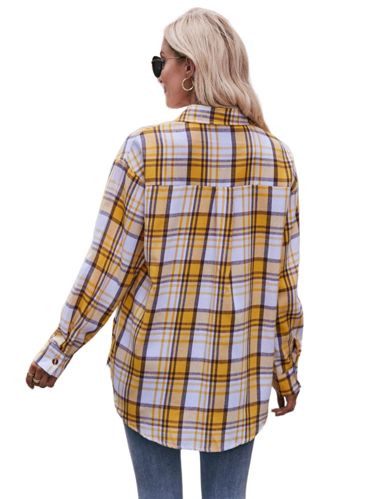 Plaid Dropped Shoulder Longline Shirt