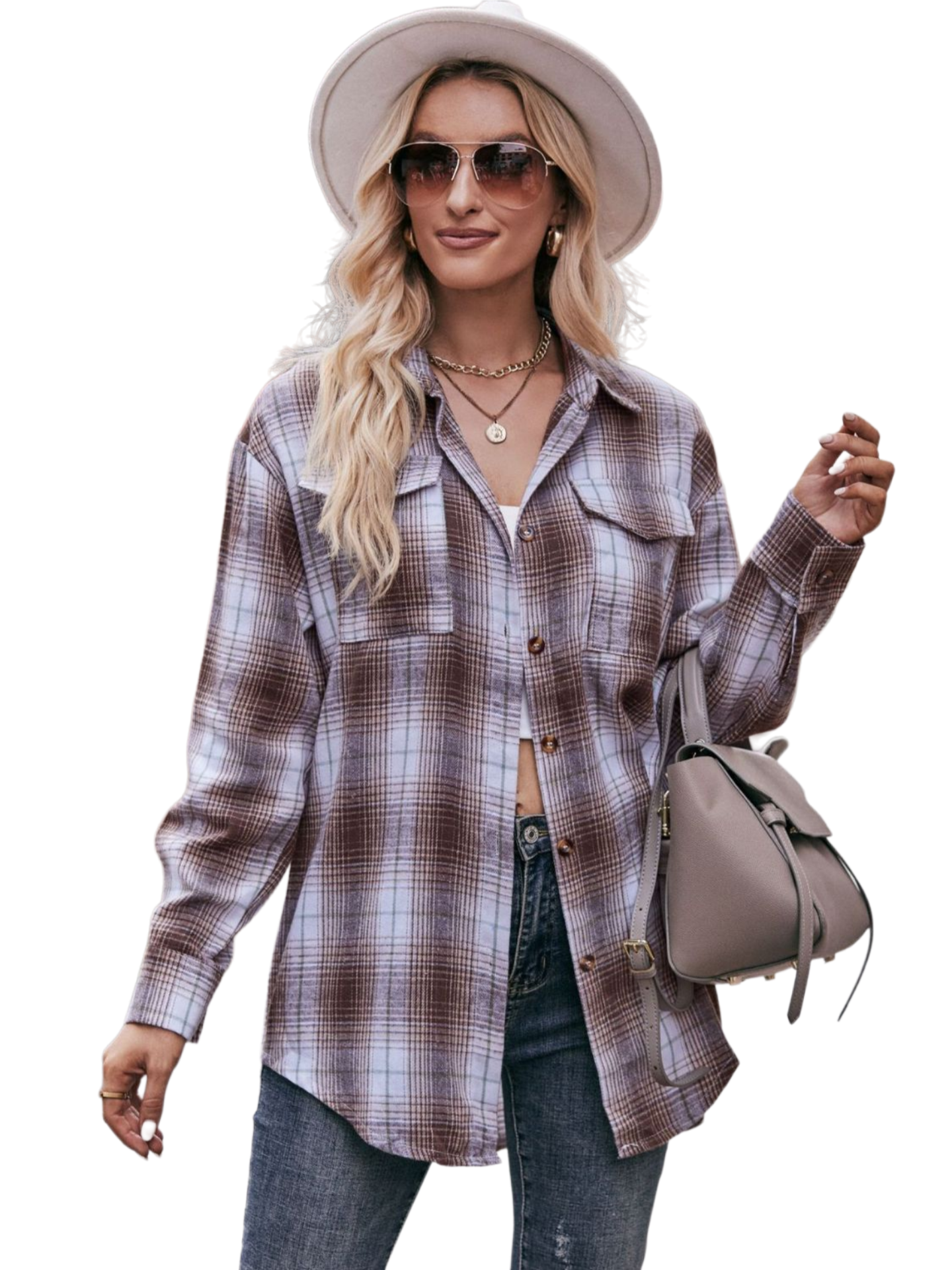 Plaid Dropped Shoulder Longline Shirt