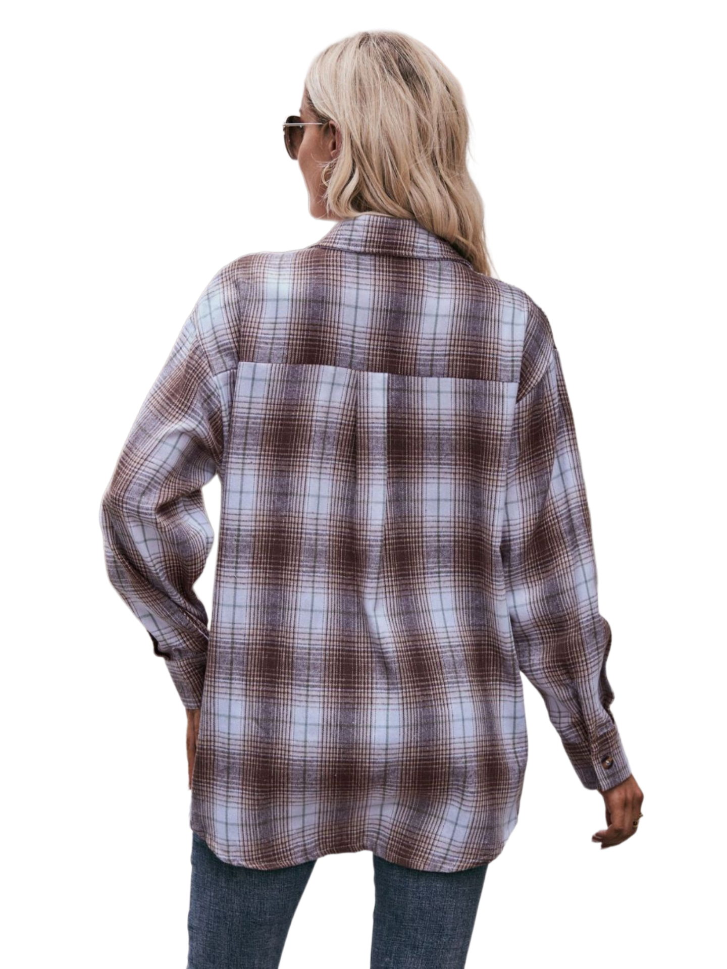 Plaid Dropped Shoulder Longline Shirt