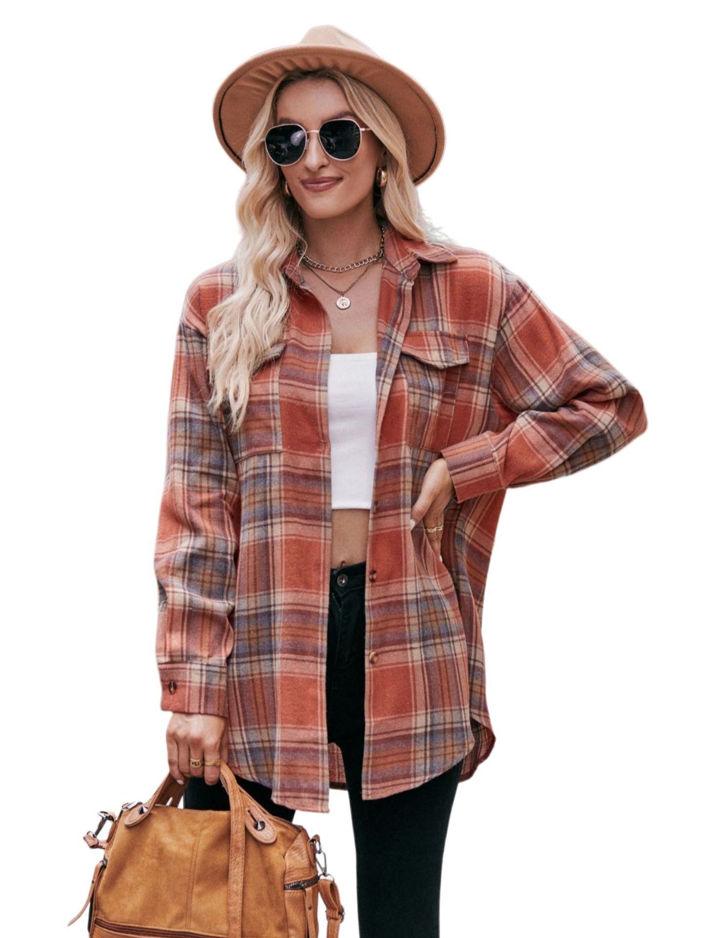 Plaid Dropped Shoulder Longline Shirt