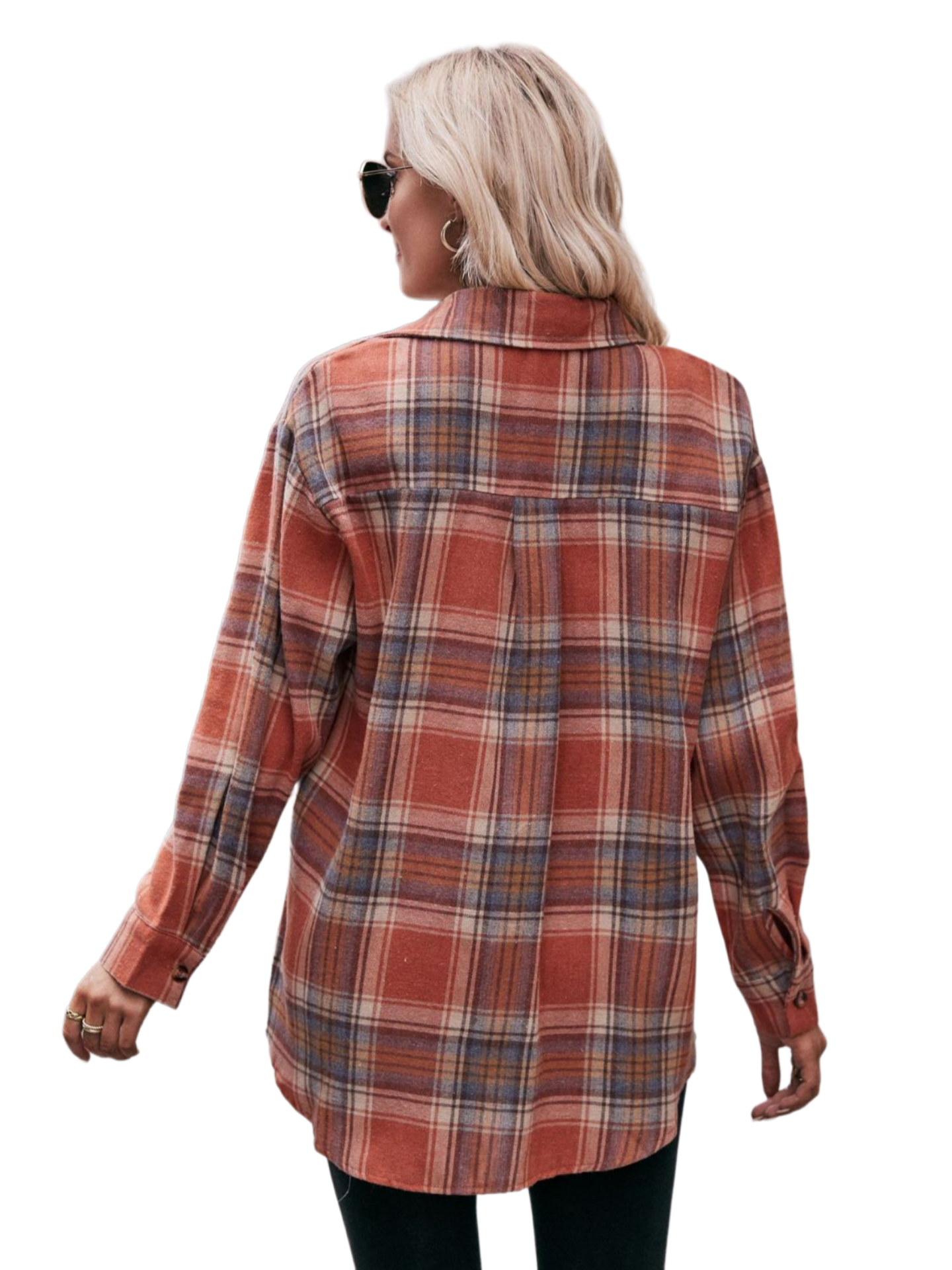 Plaid Dropped Shoulder Longline Shirt