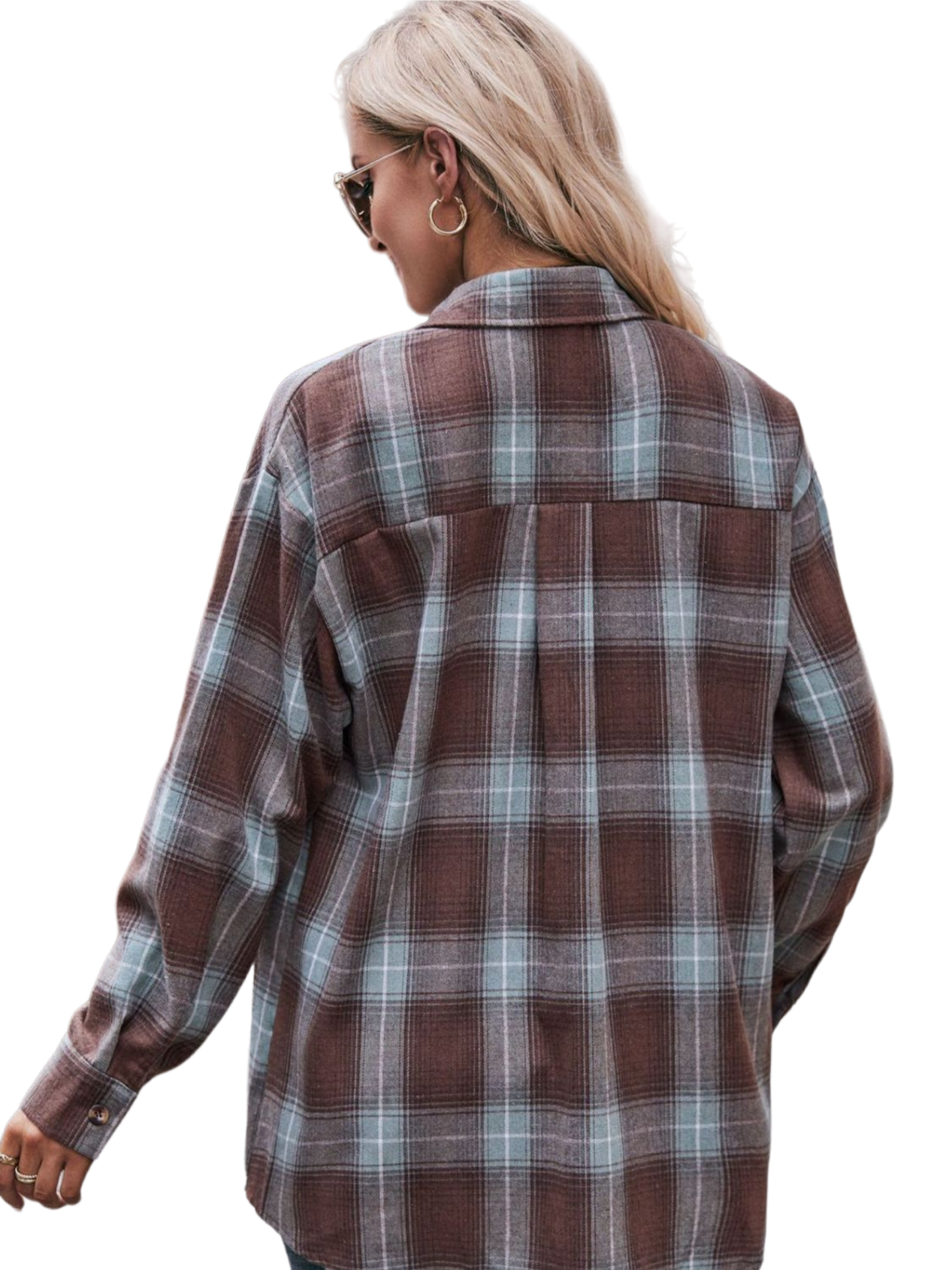 Plaid Dropped Shoulder Longline Shirt