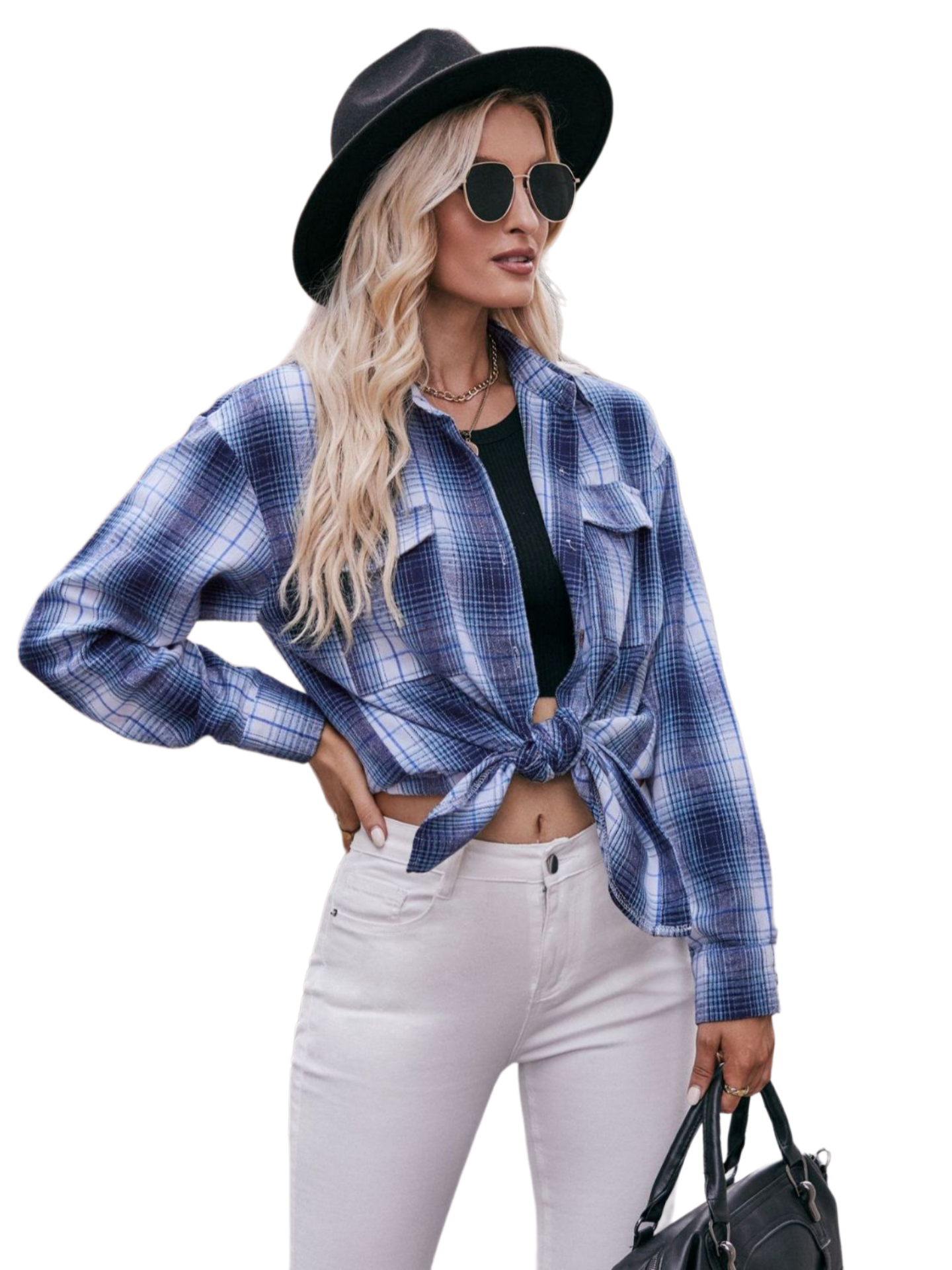 Plaid Dropped Shoulder Longline Shirt