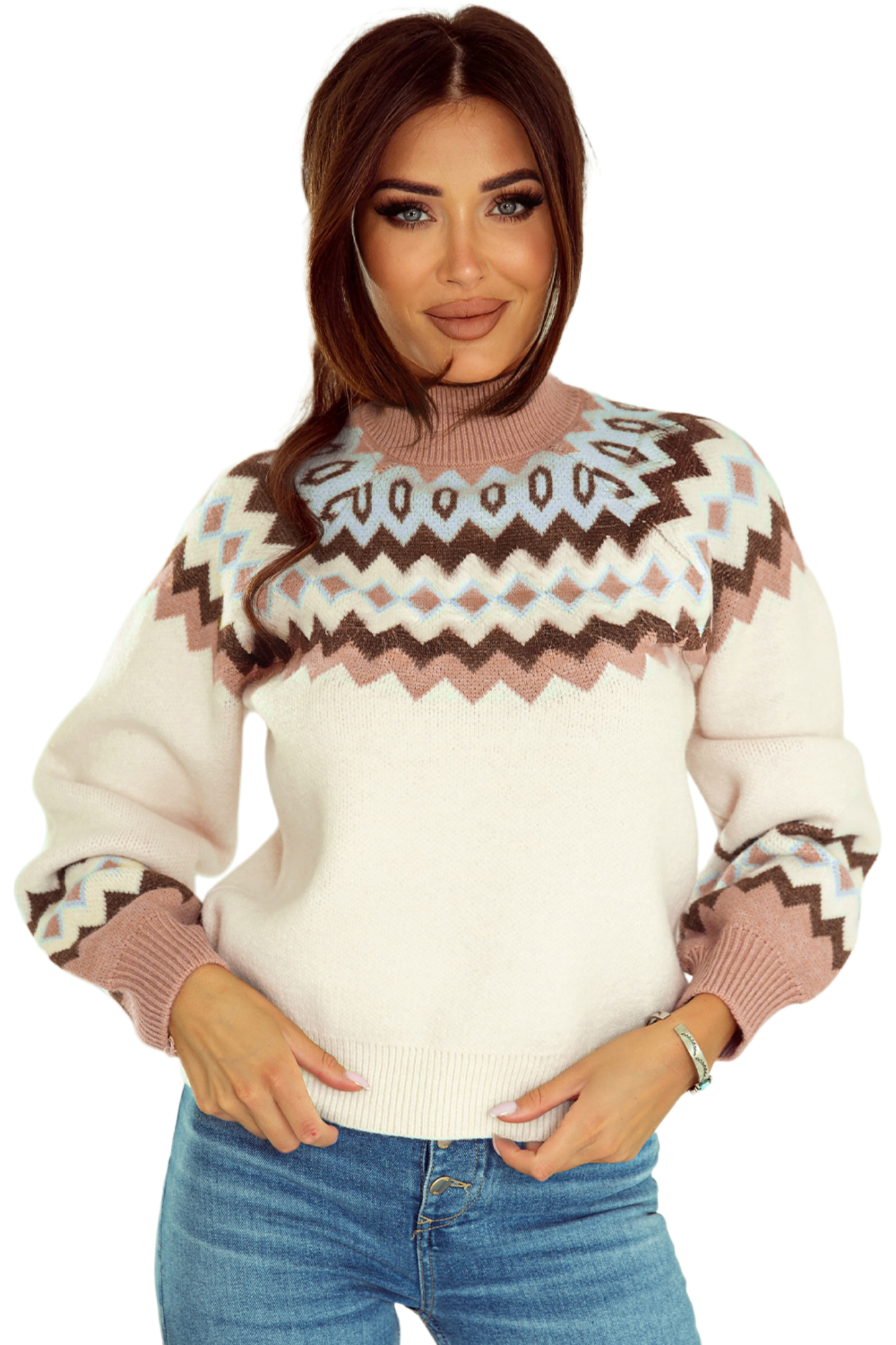 Mock Neck Raglan Sleeve Sweater