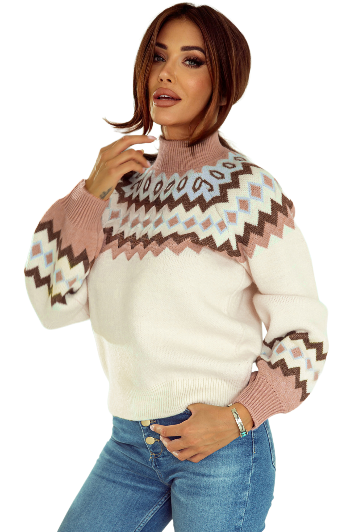 Mock Neck Raglan Sleeve Sweater