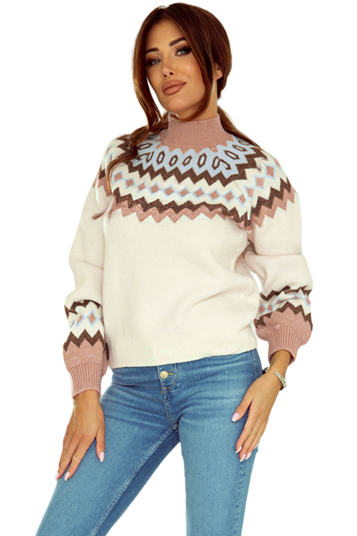 Mock Neck Raglan Sleeve Sweater