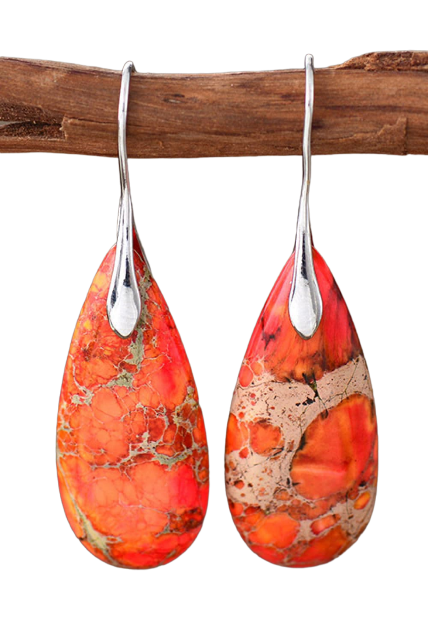 Handmade Teardrop Shape Natural Stone Dangle Earrings