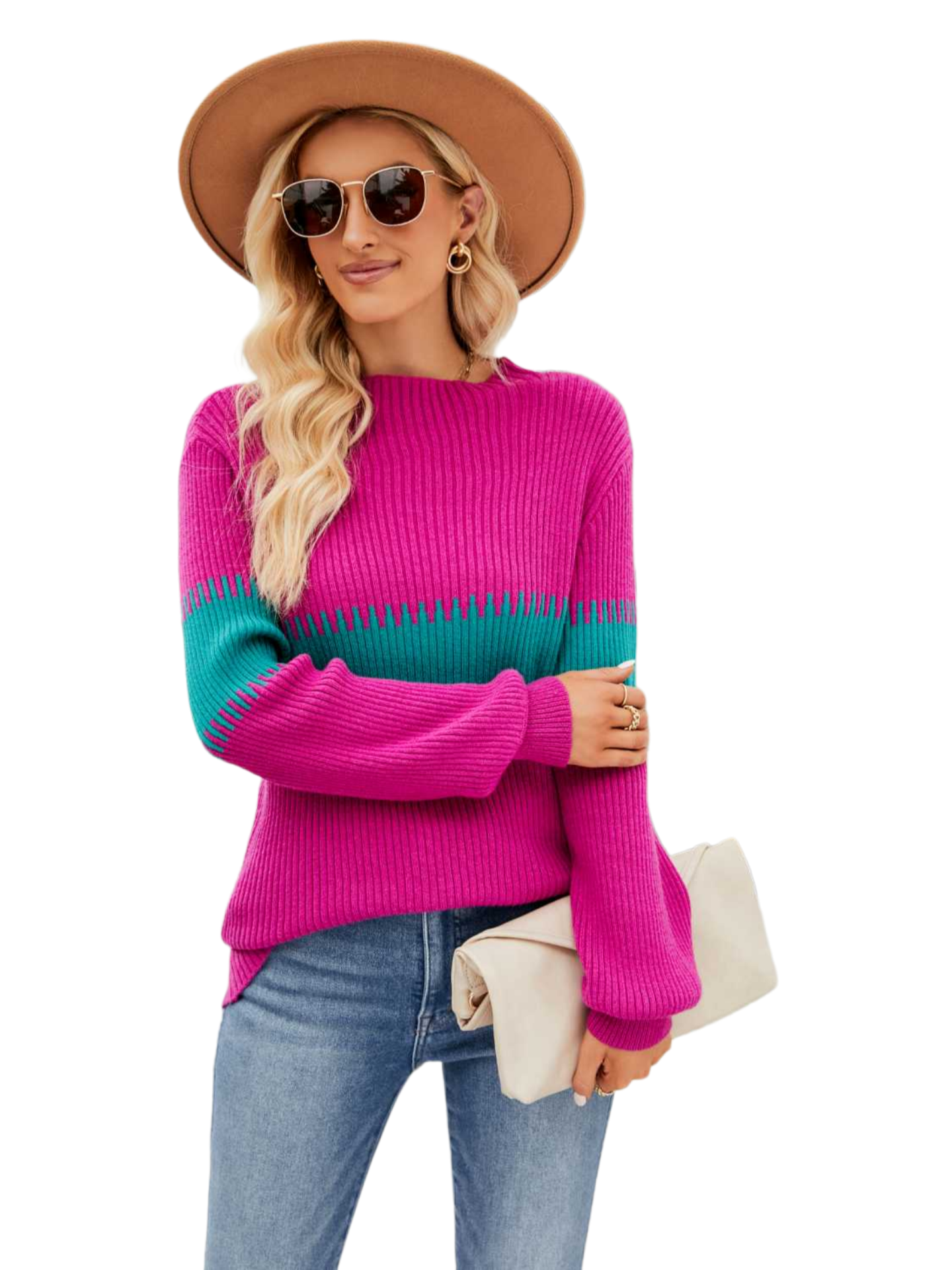 Contrast Round Neck Sweater