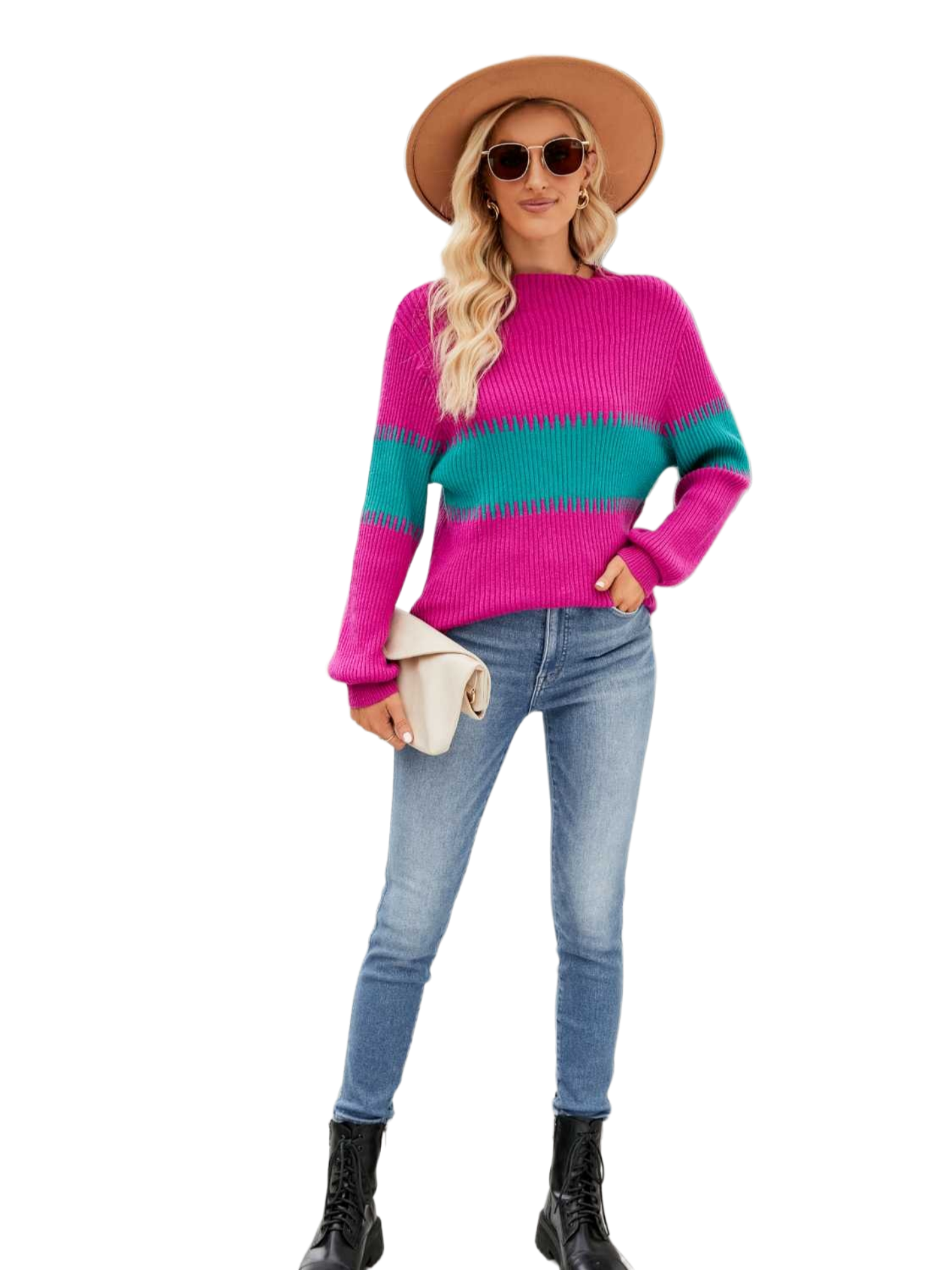 Contrast Round Neck Sweater