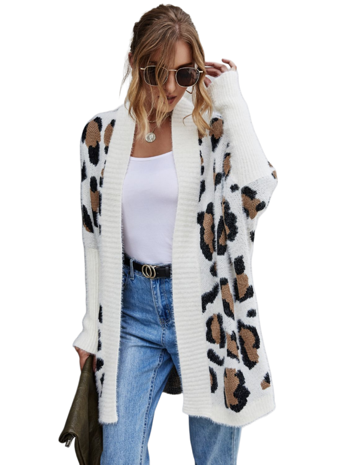 Leopard Pattern Fuzzy Cardigan