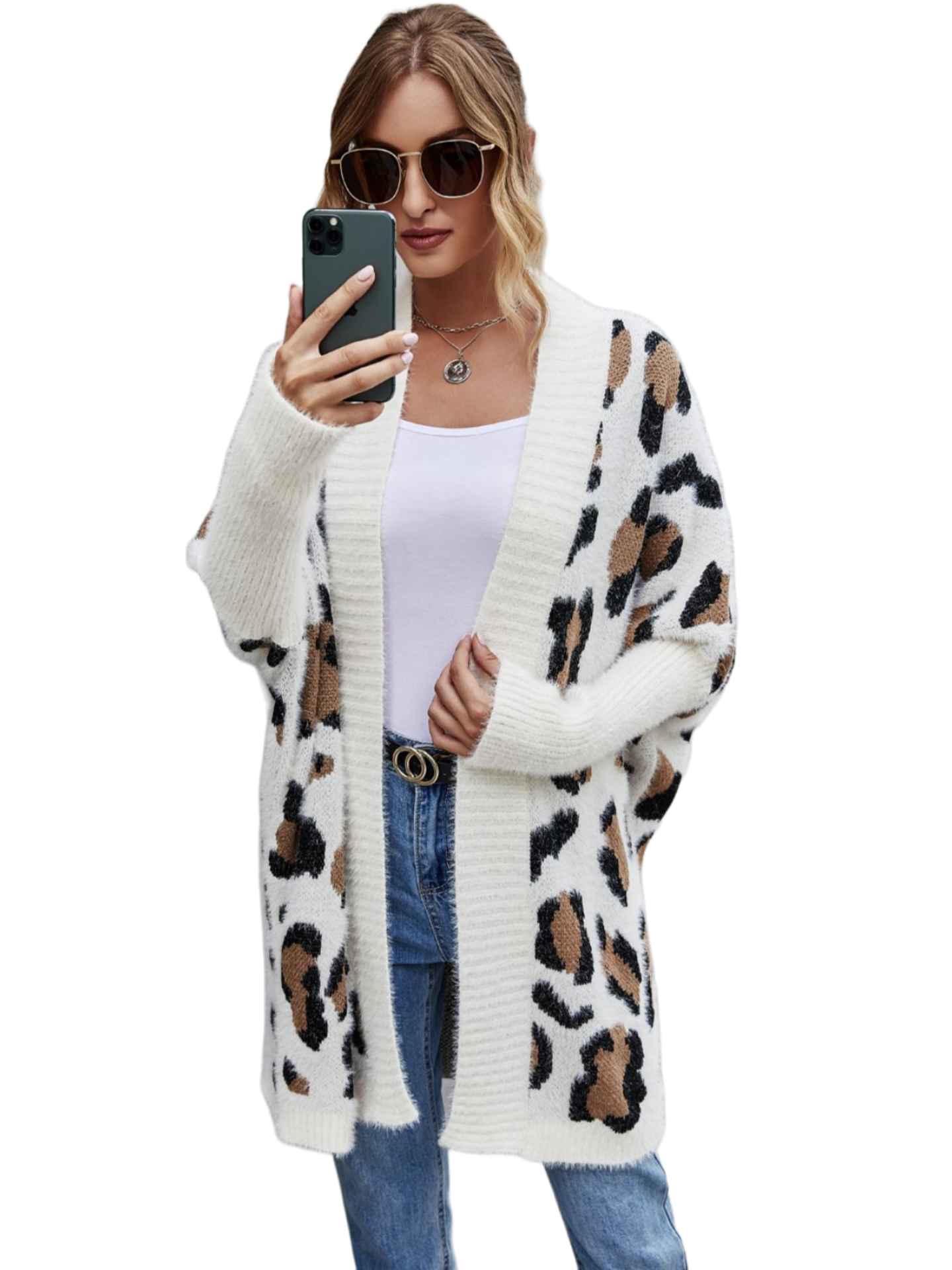 Leopard Pattern Fuzzy Cardigan