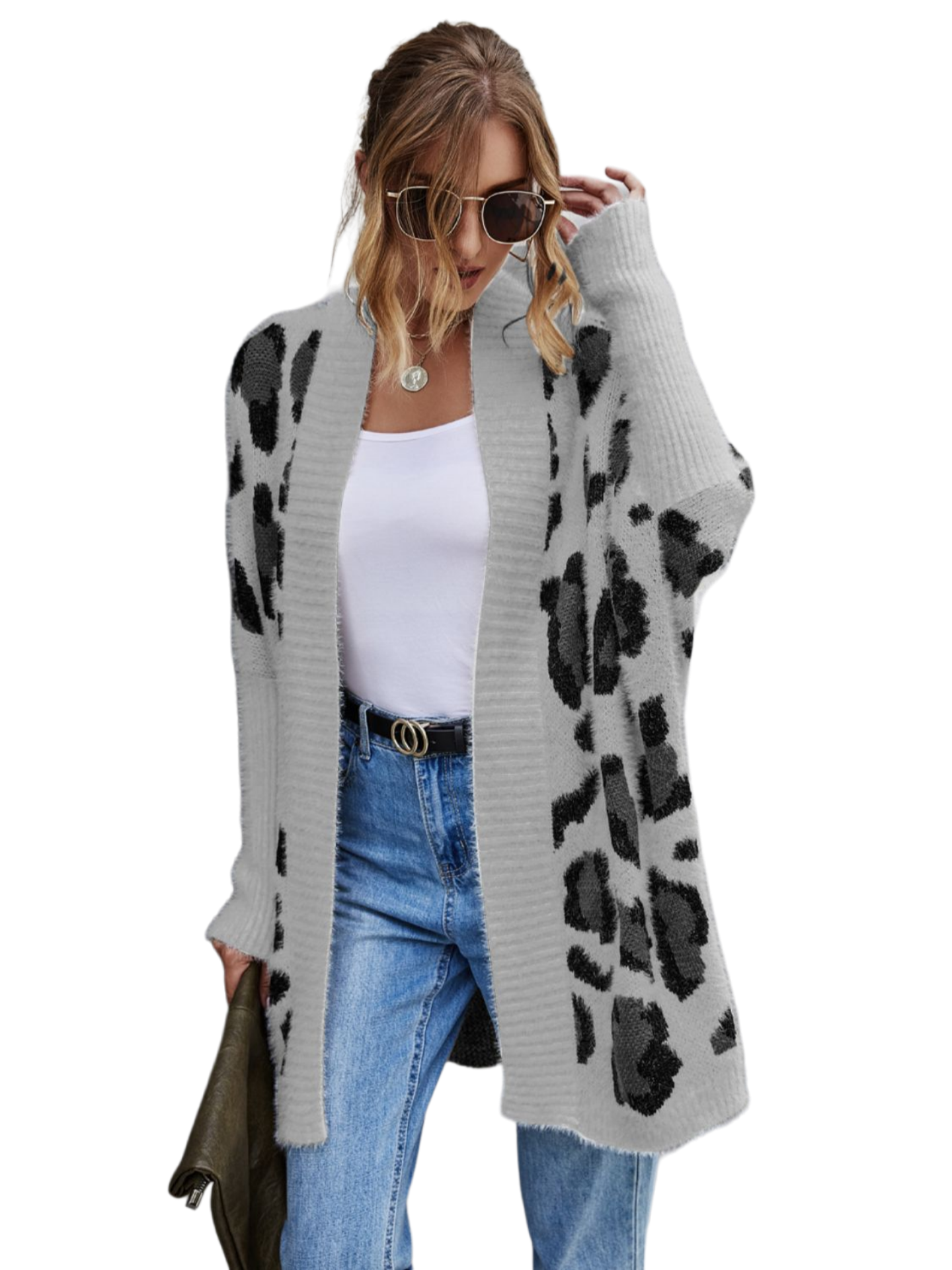 Leopard Pattern Fuzzy Cardigan