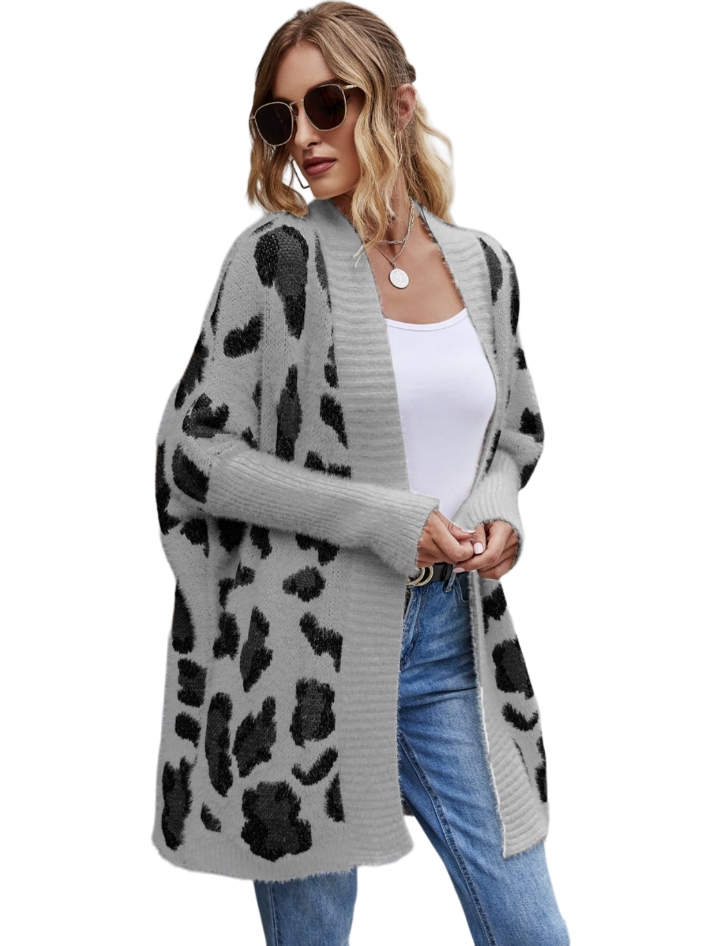 Leopard Pattern Fuzzy Cardigan