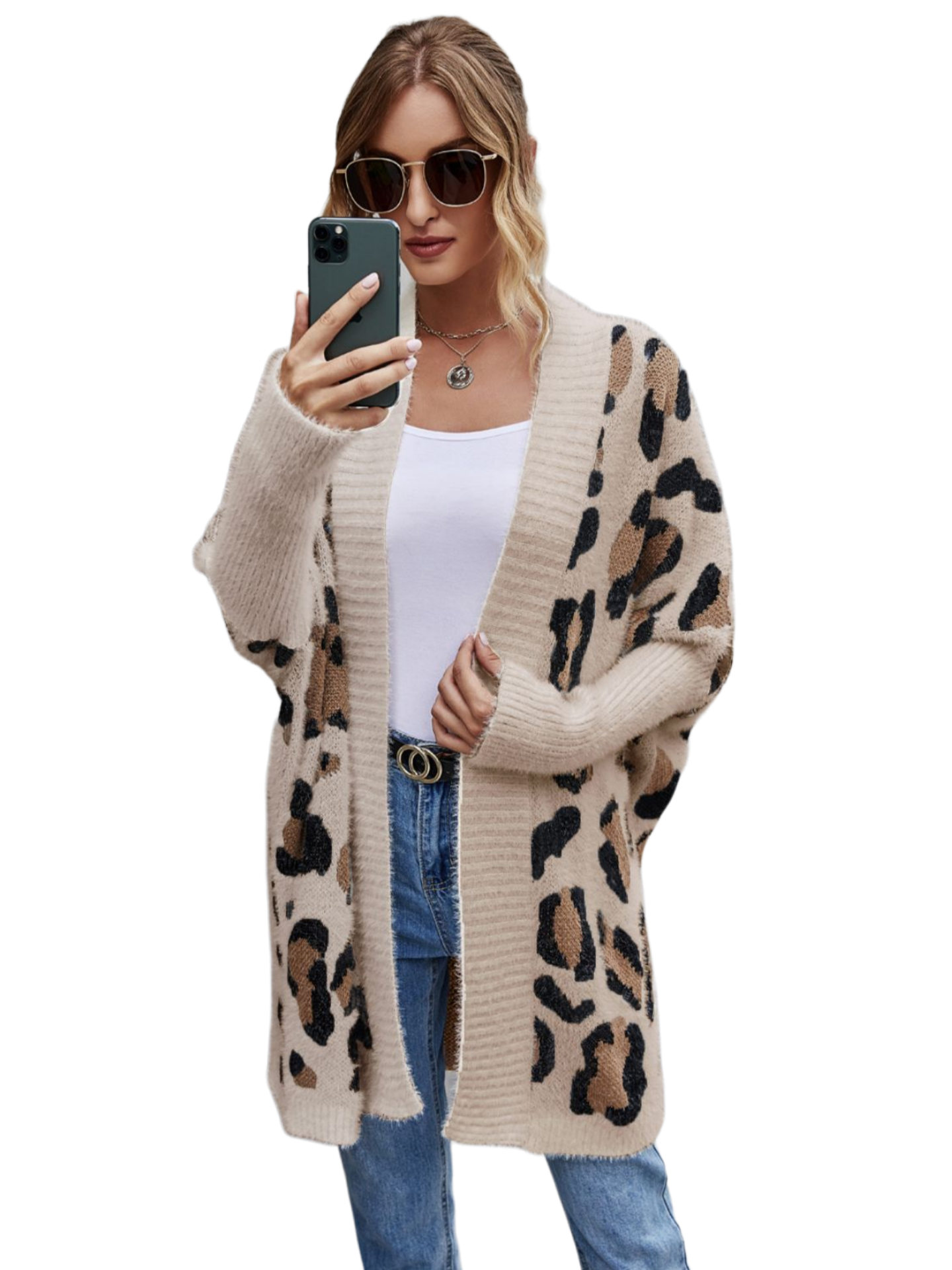 Leopard Pattern Fuzzy Cardigan