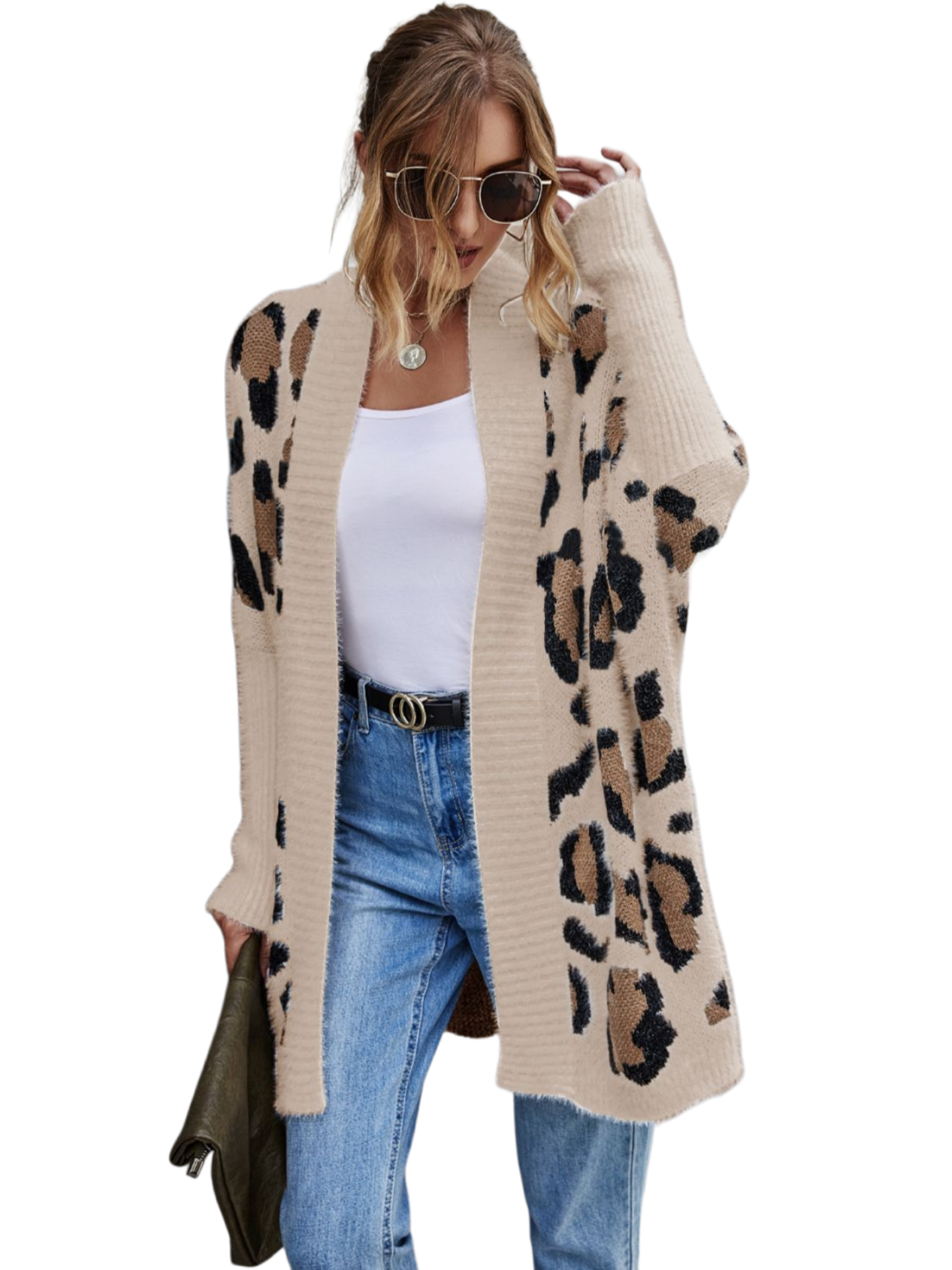 Leopard Pattern Fuzzy Cardigan