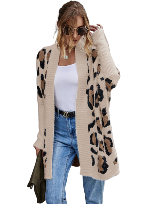 Leopard Pattern Fuzzy Cardigan