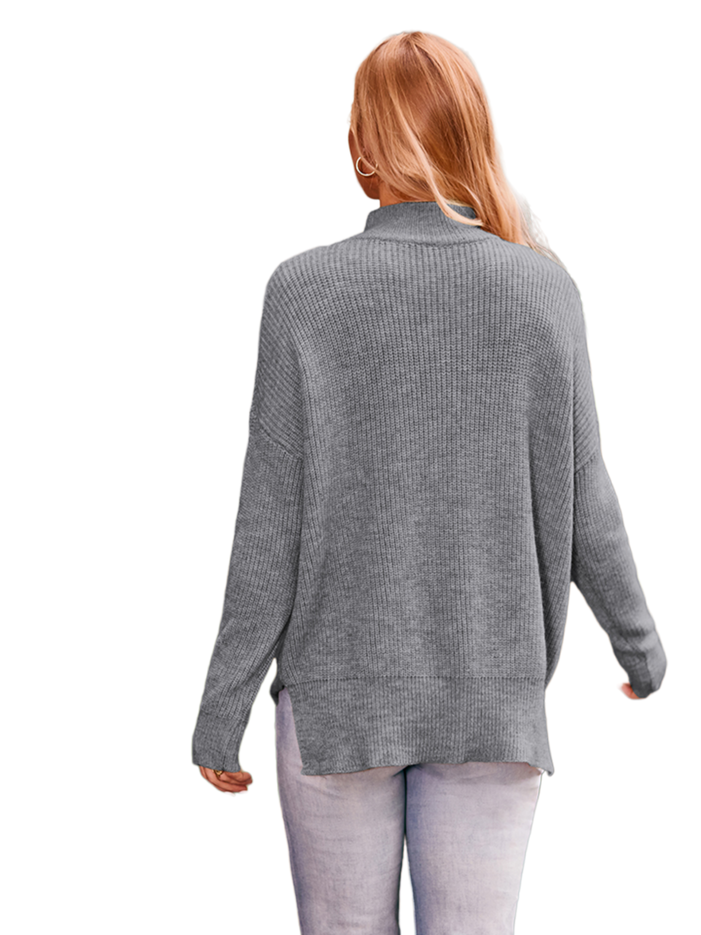 Mock Neck Dropped Shoulder Sweater