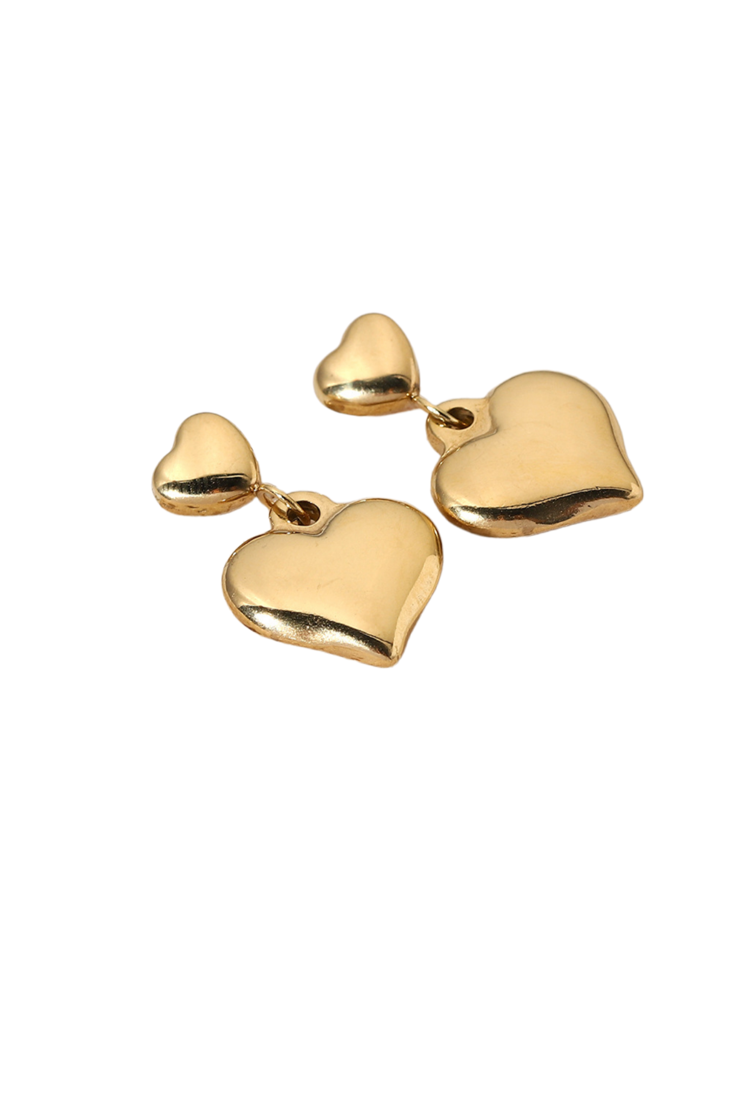 14K Gold Plated Double Heart Stud Earrings