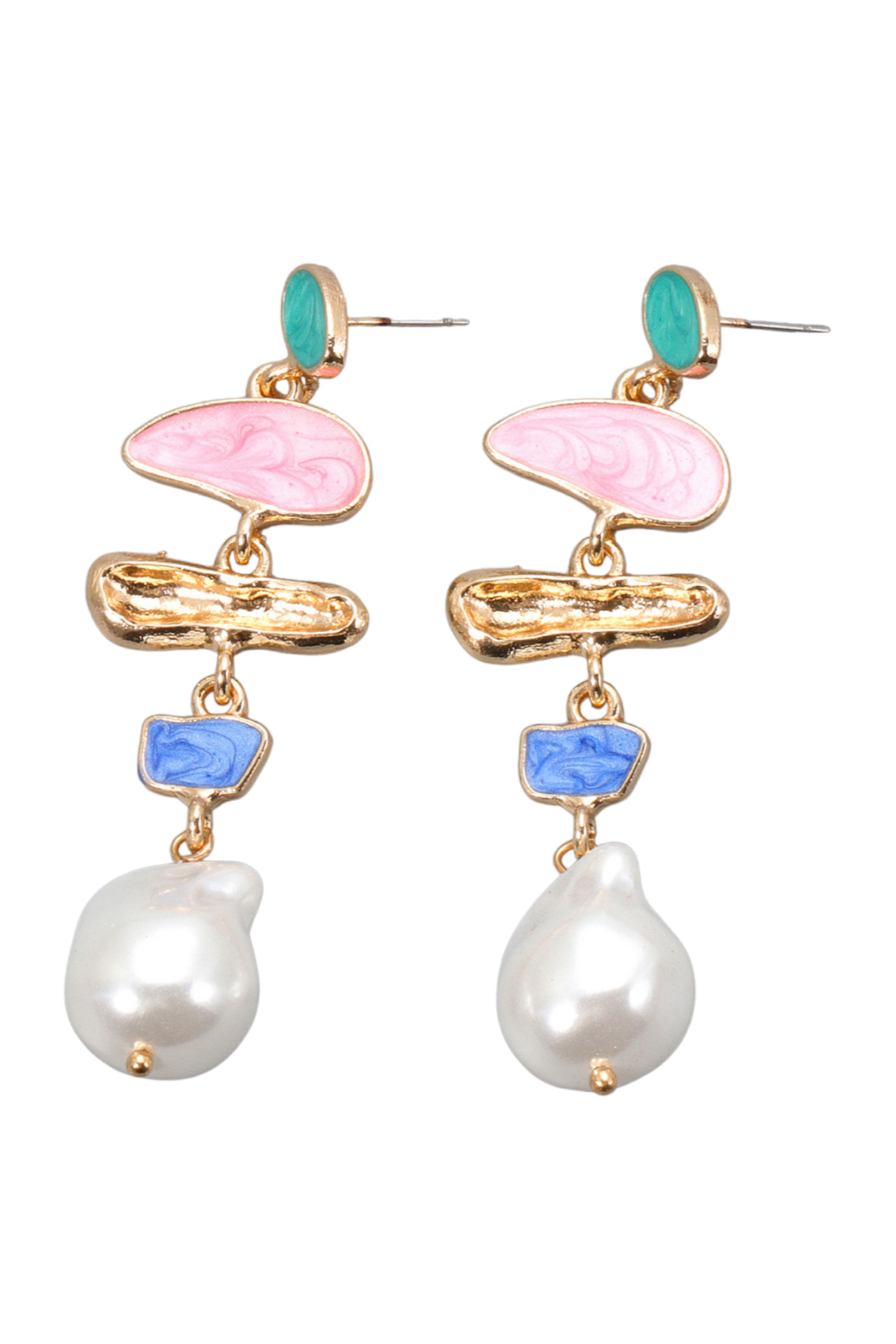 Abnormal Shape Zinc Alloy Synthetic Pearl Dangle Earrings