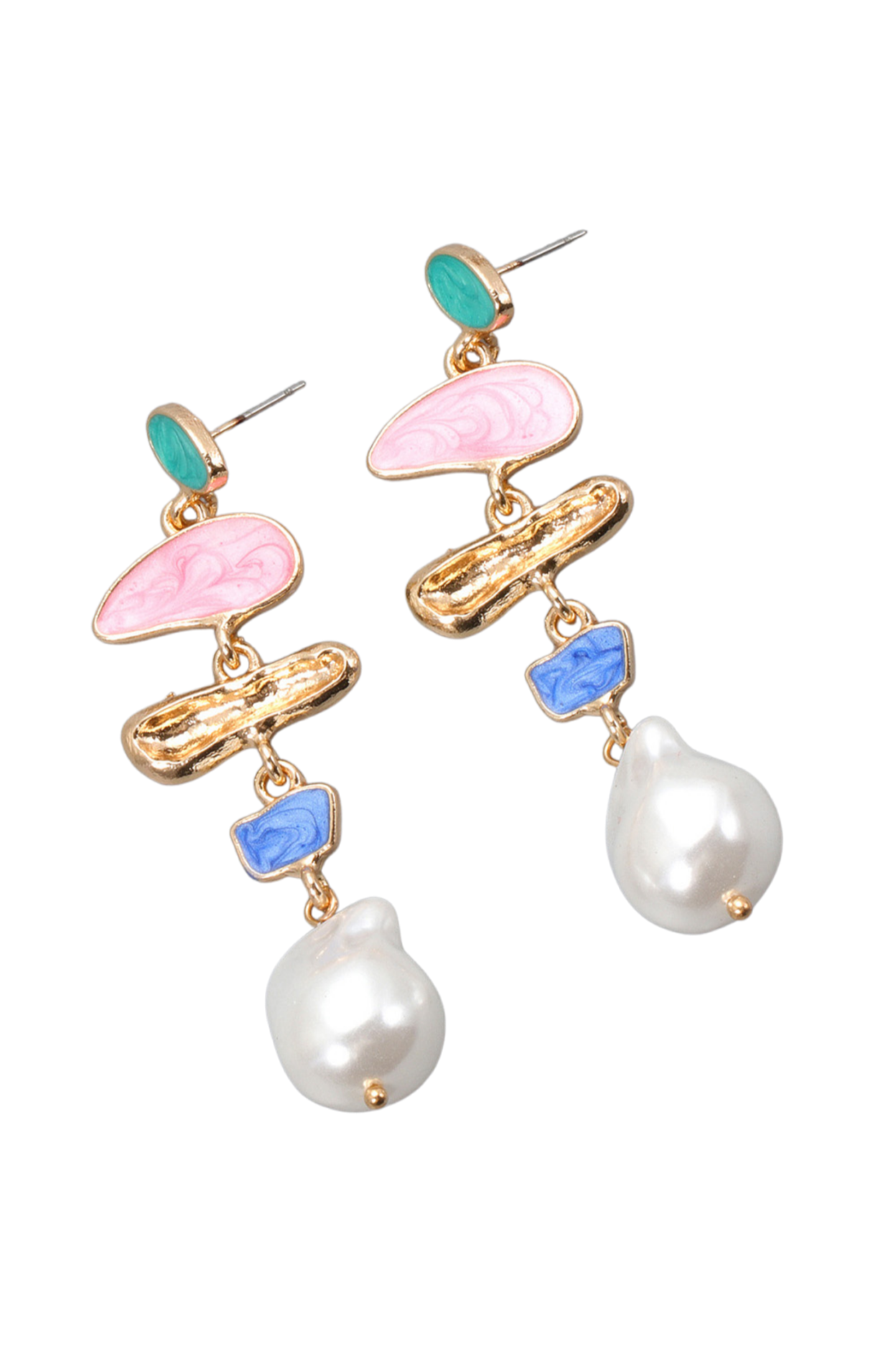 Abnormal Shape Zinc Alloy Synthetic Pearl Dangle Earrings