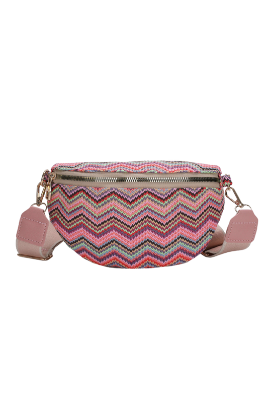 Adored Chevron Straw Sling Bag