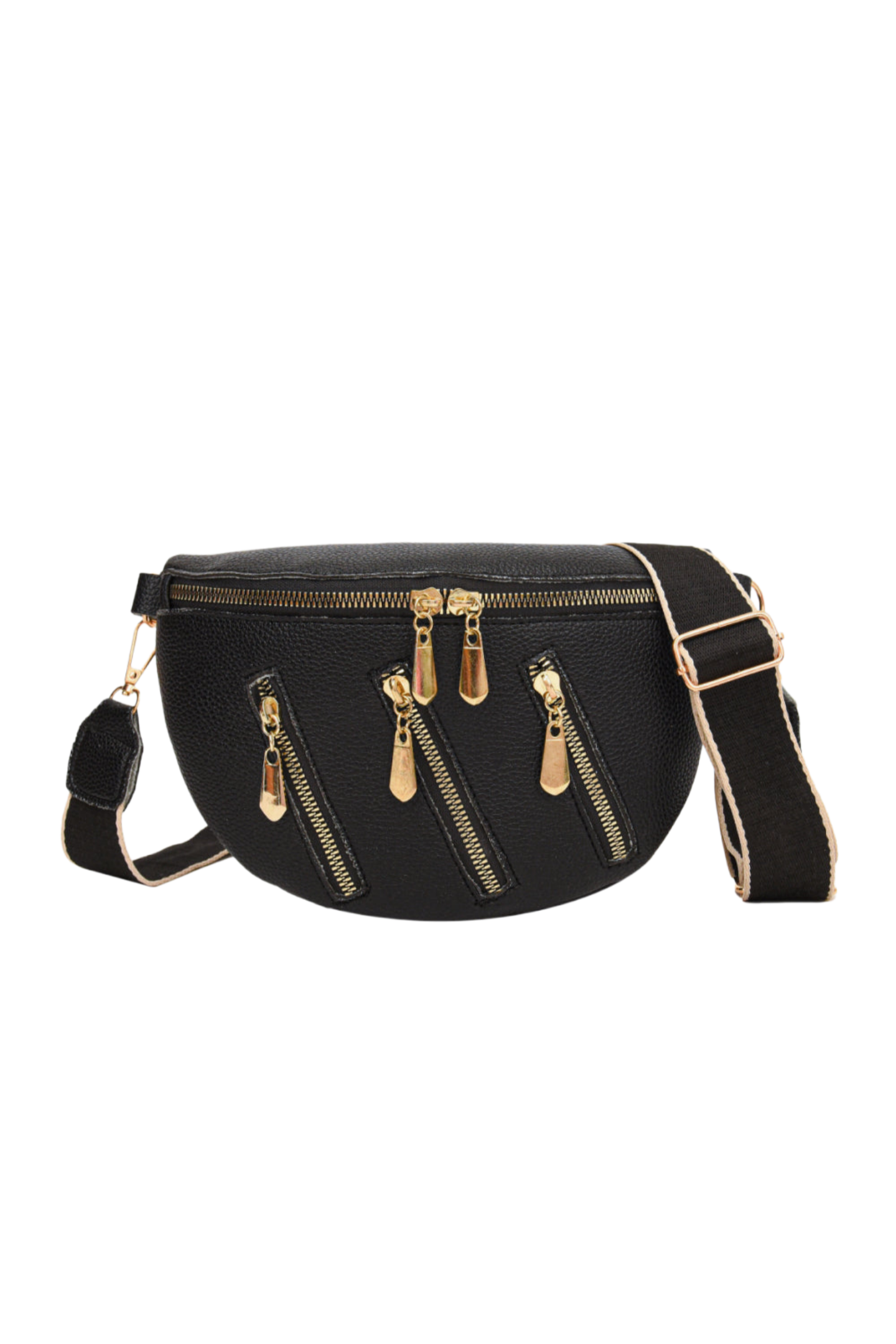 Leather Multi Zipper Shoulder Bag