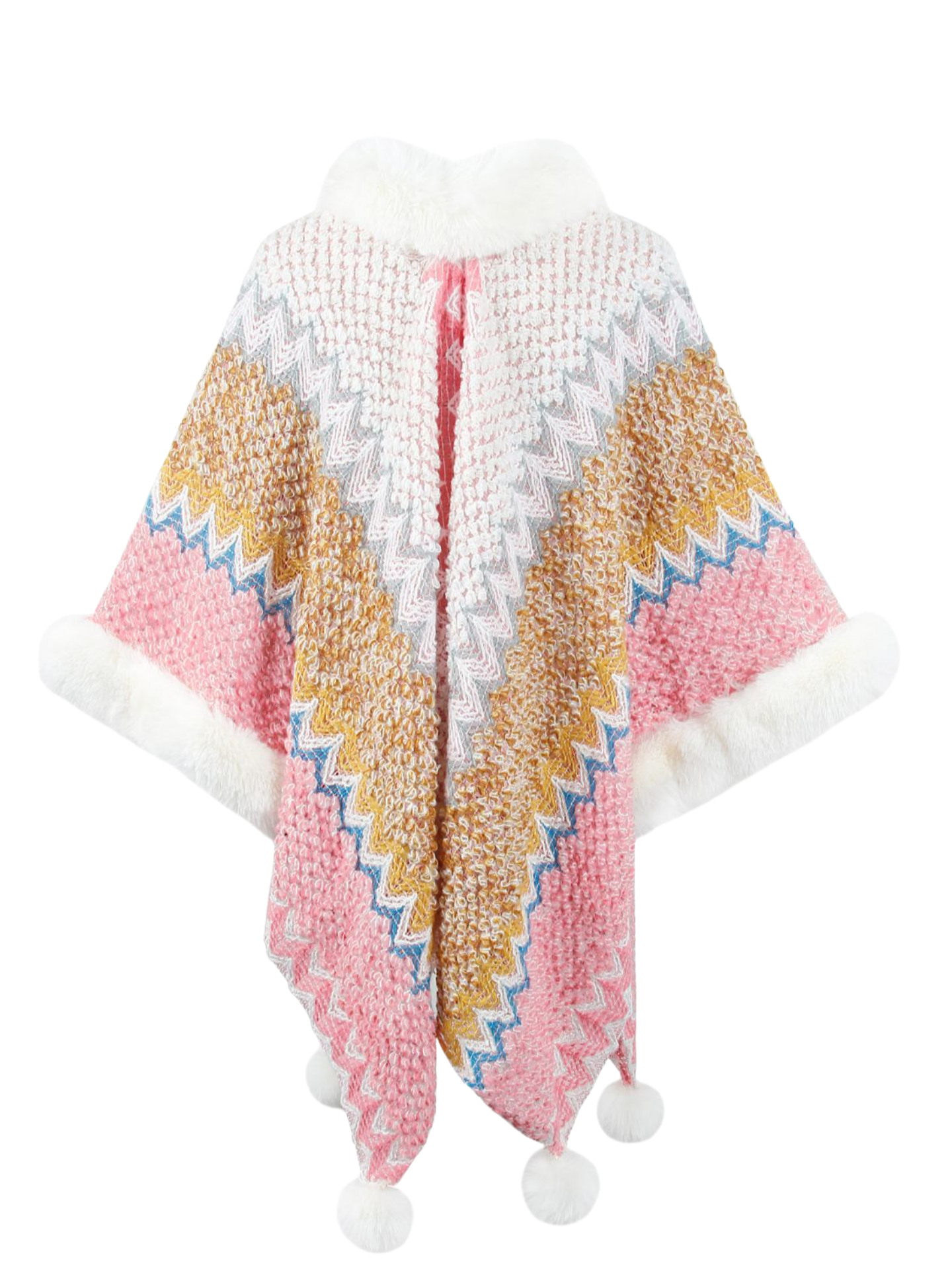 Color Block Open Front Poncho