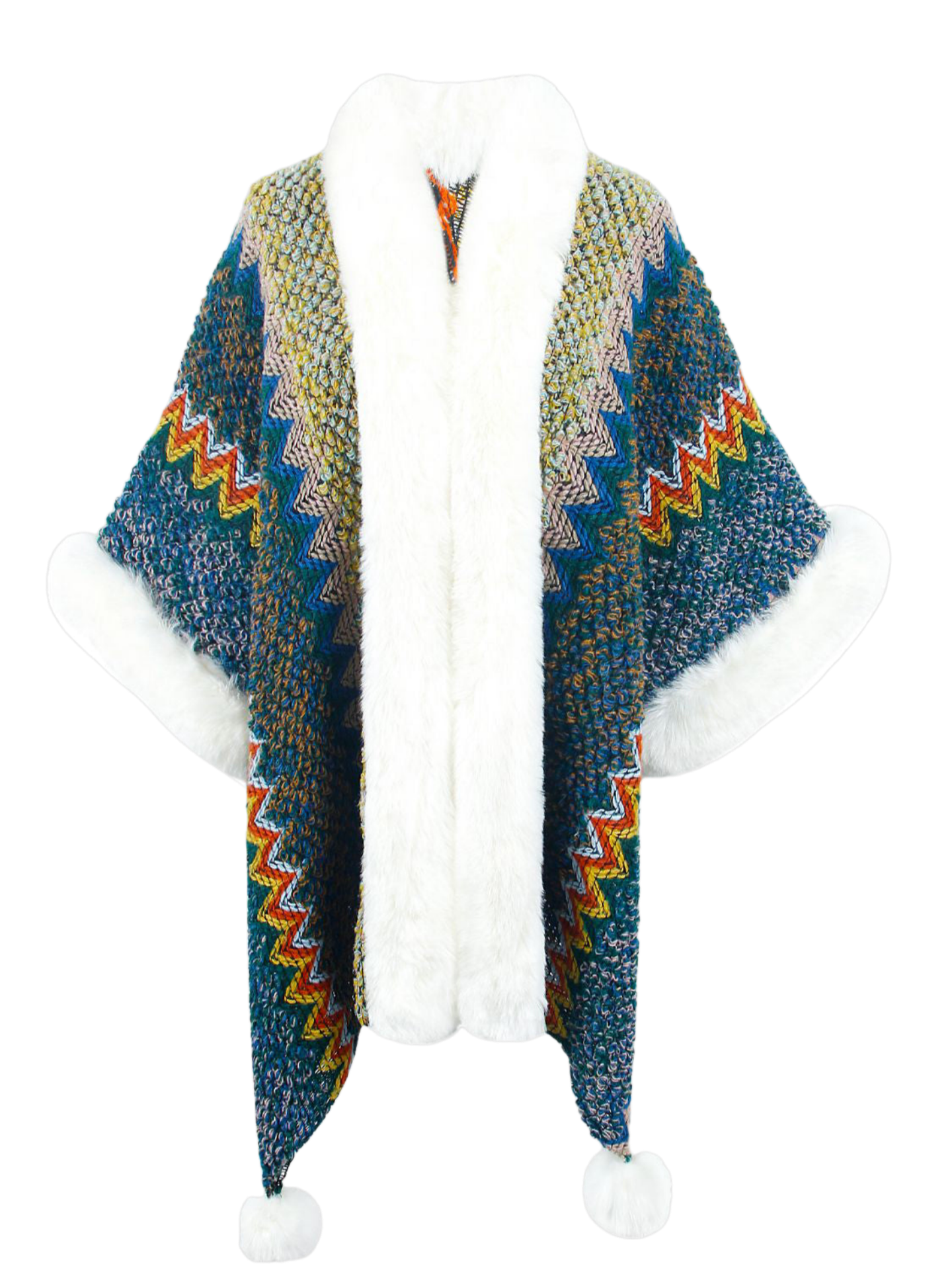 Color Block Open Front Poncho