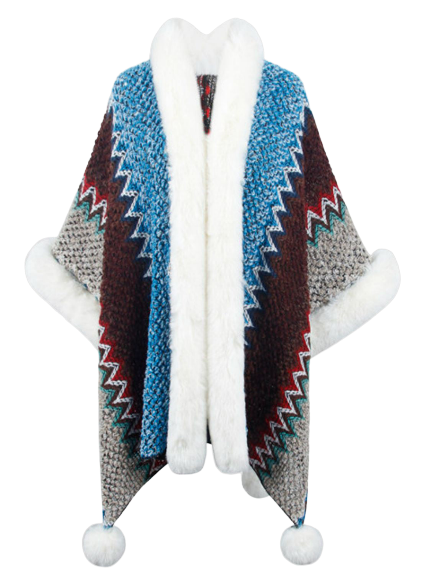 Color Block Open Front Poncho